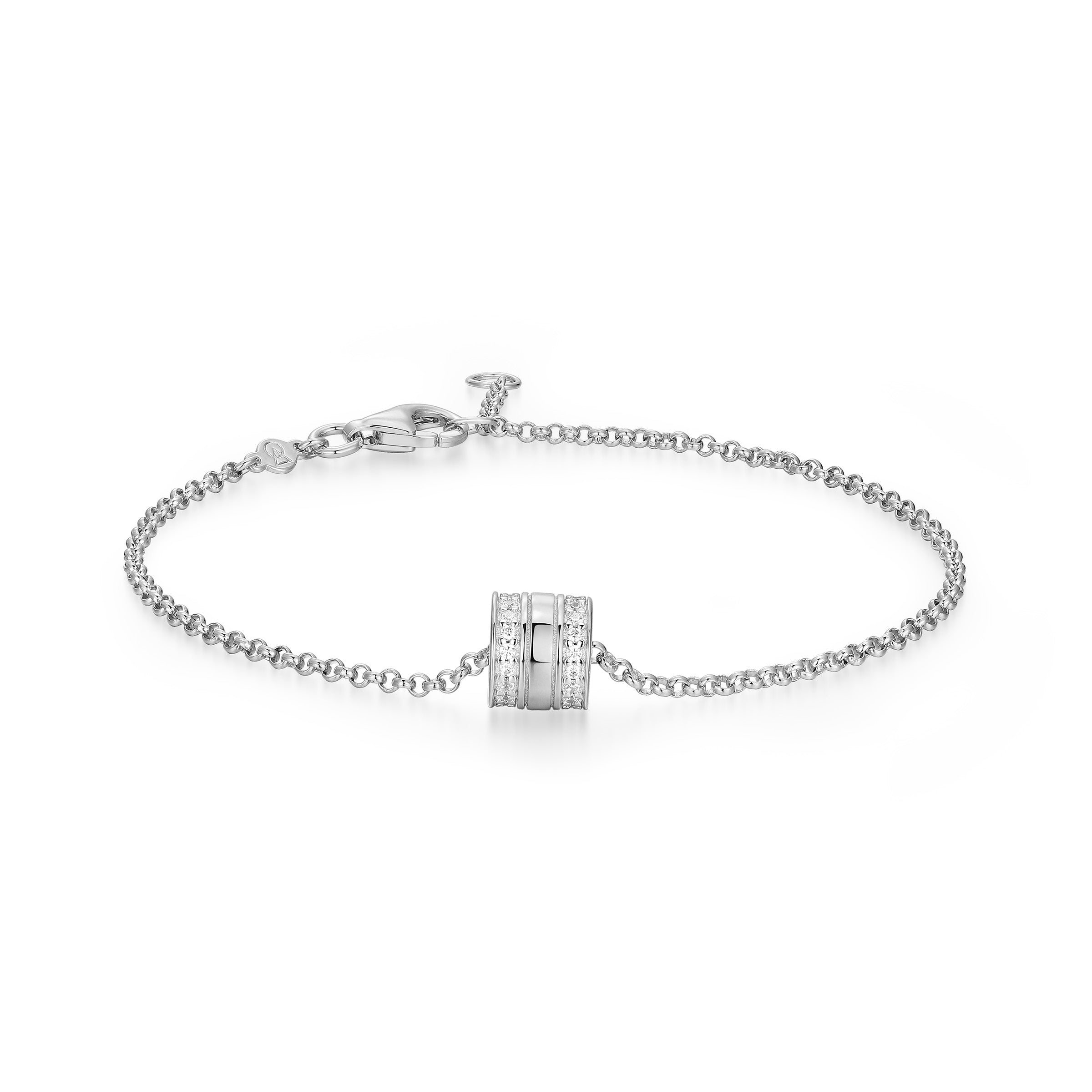BB0273W - Rondelle Charm Lab-Created Bracelet