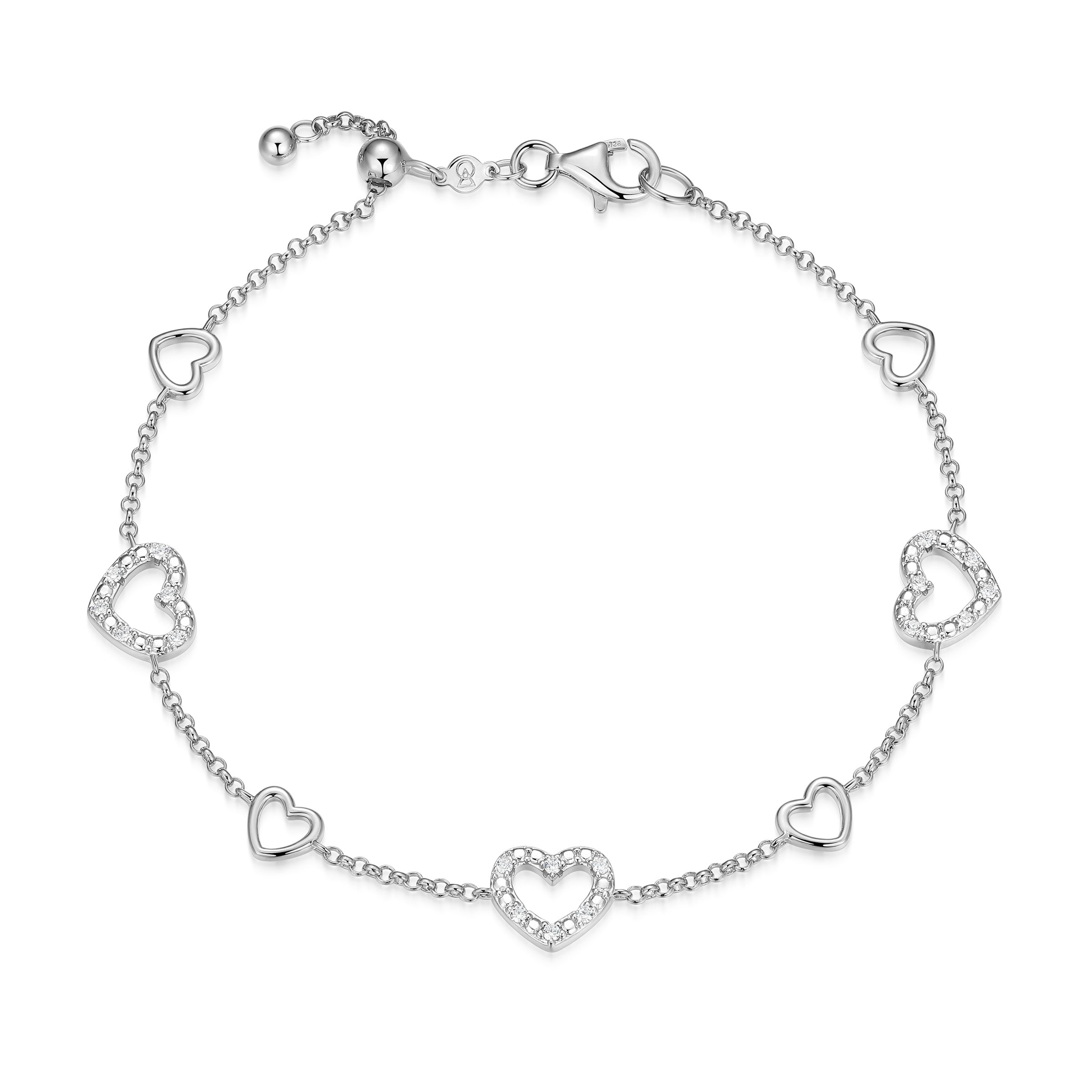 BB0274W - Amore Station Lab-Created Diamond Bolo Bracelet