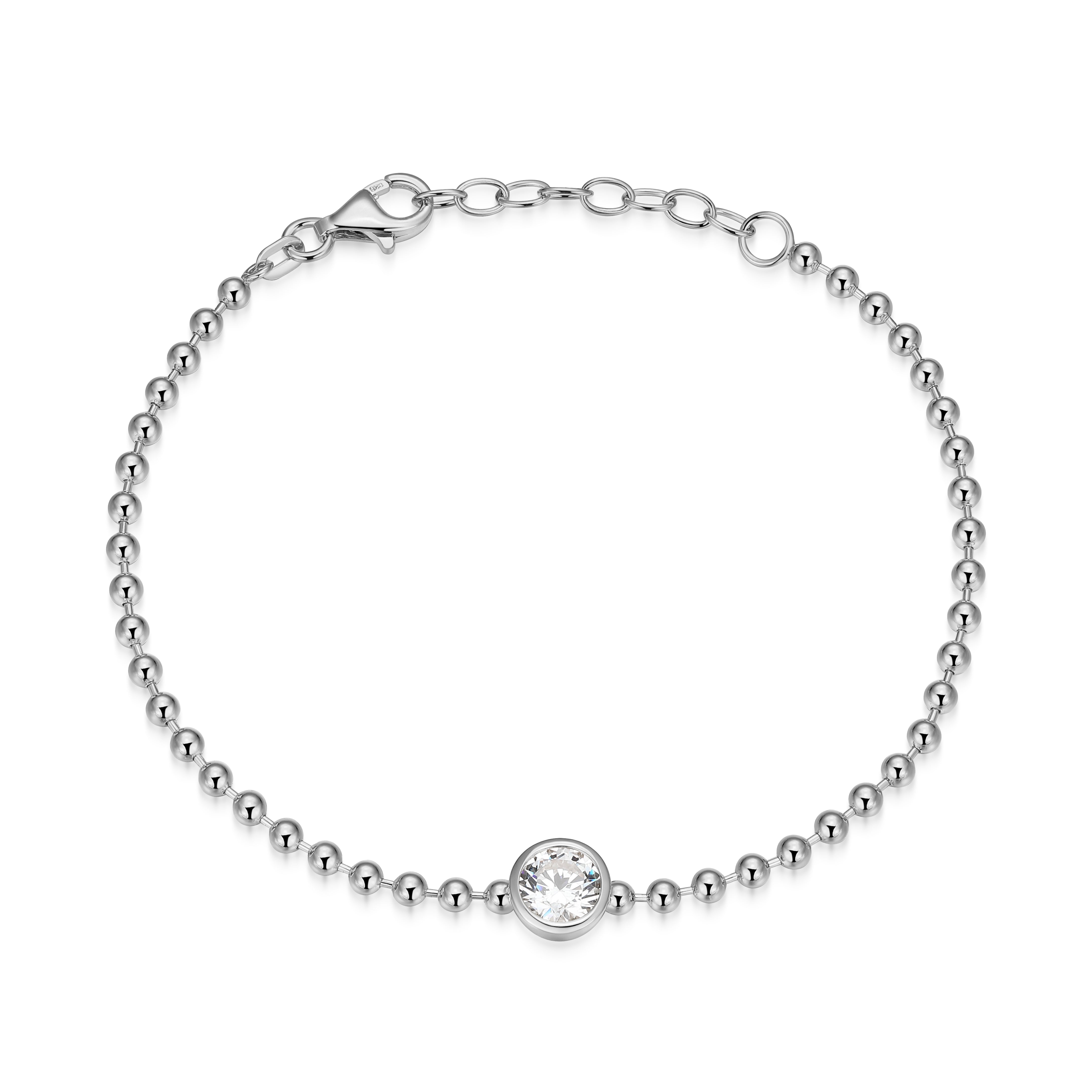 RB0182 - Round-Cut CZ Beaded Bracelet
