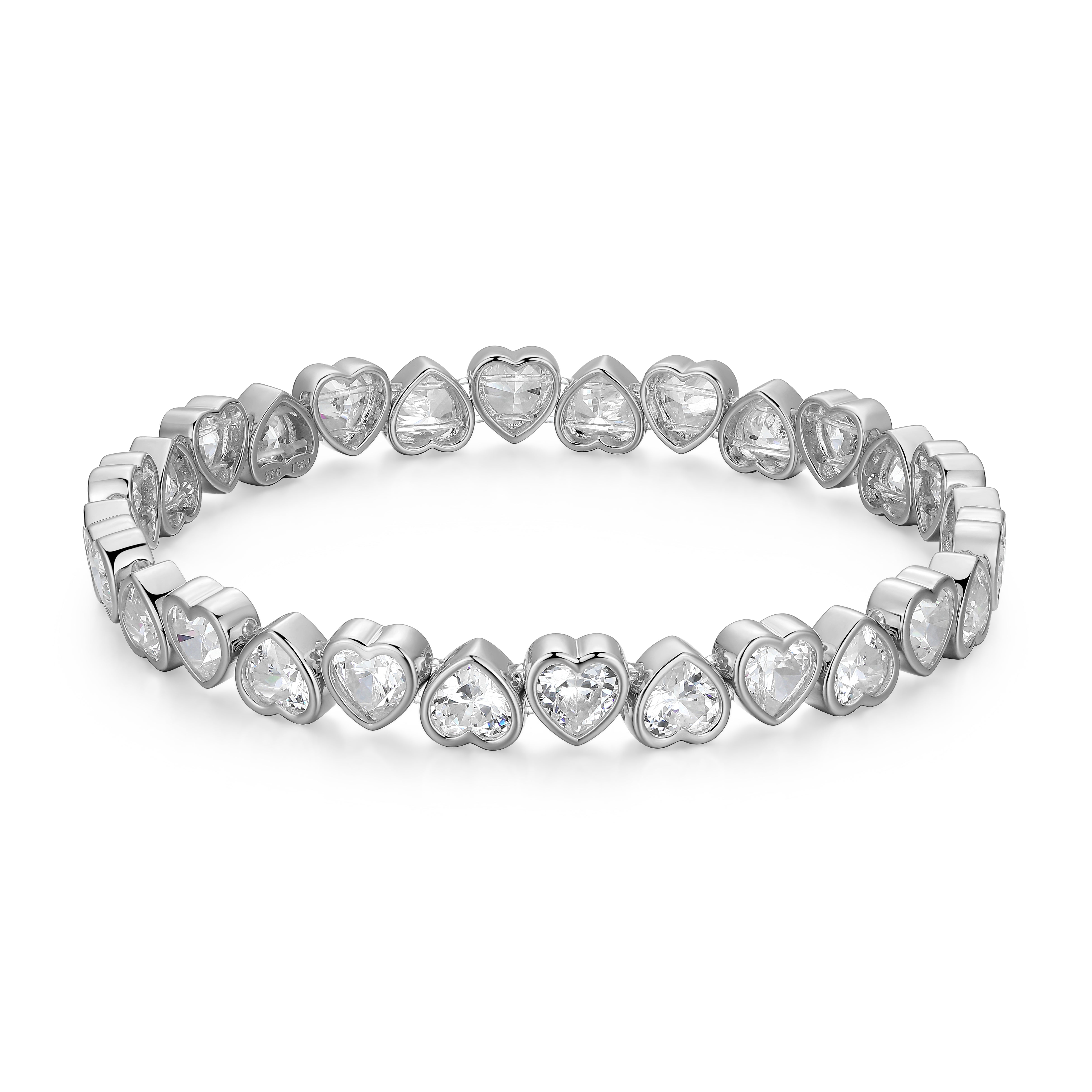 RB0200W - Heart CZ Stretch Bracelet