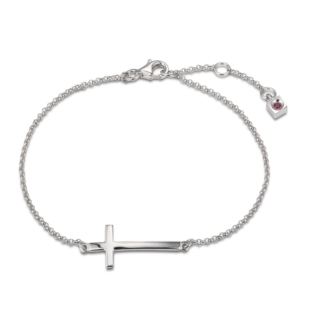 Sterling Silver "Humanity" Bracelet Measures 7" Long, Plus 1" Extender For Adjustable Length, Rhodium Plated