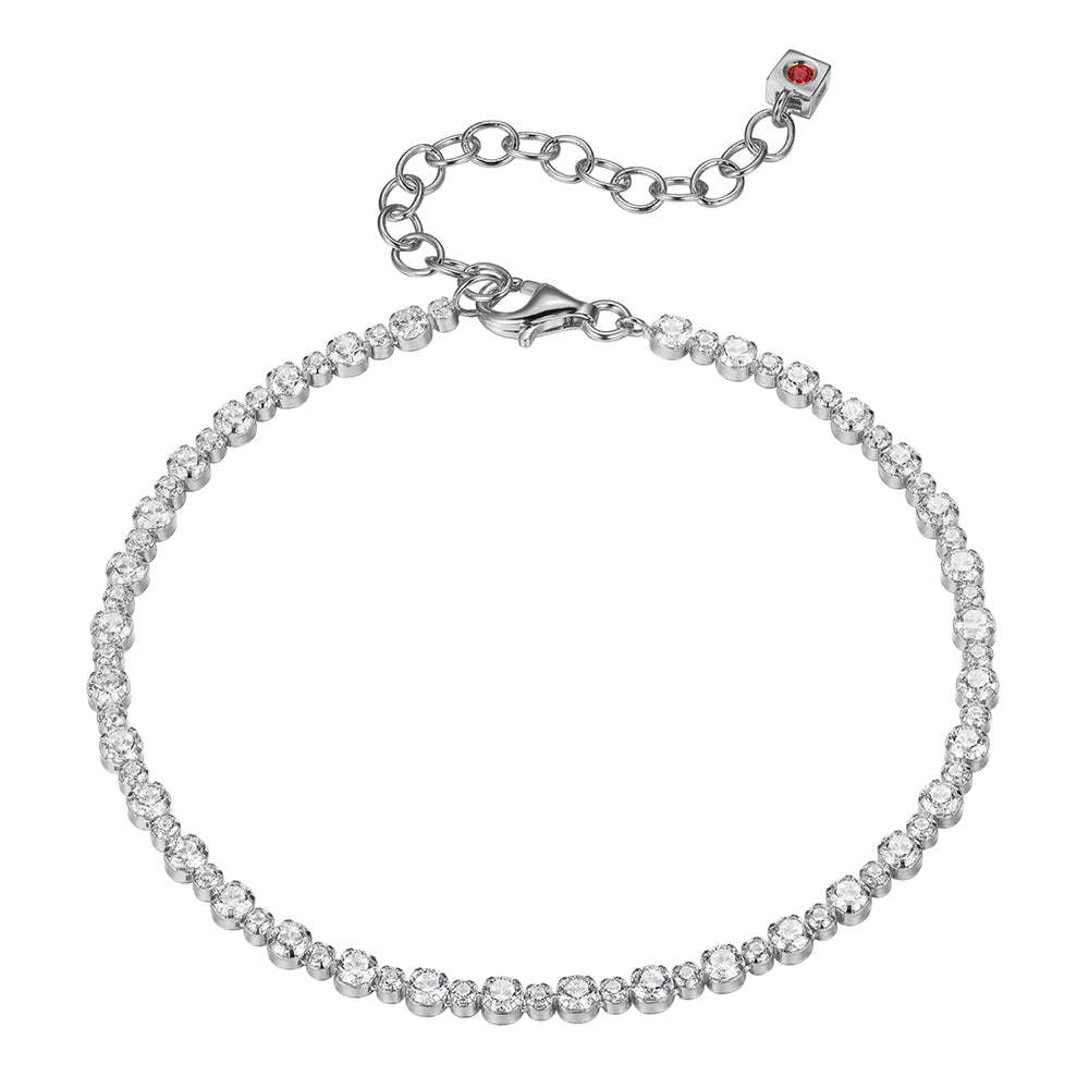 Sterling Silver "Rodeo Drive" Rhodium Plated Cubic Zirconia Bracelet 6.5"+1.5"