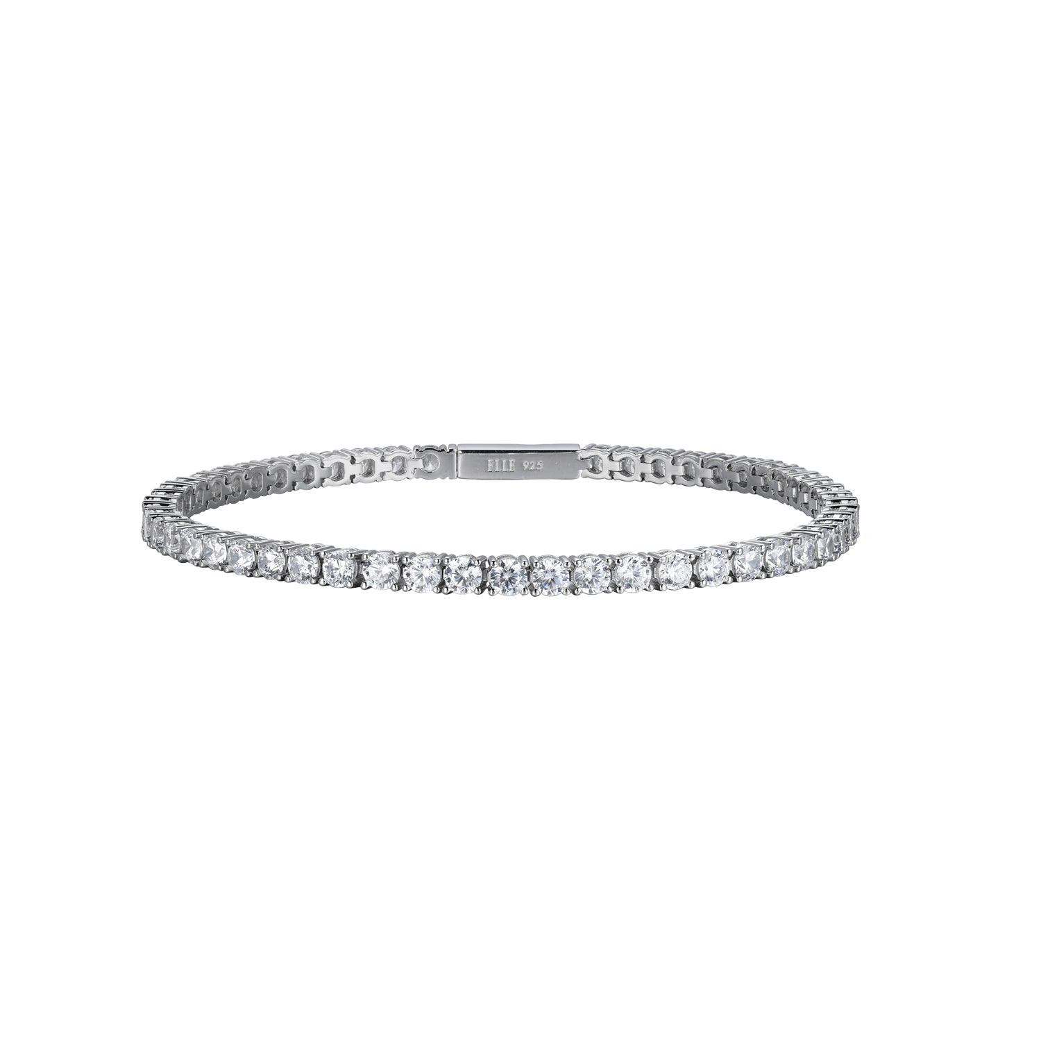 Sterling Silver "Stardust" Rhodium Plated 3Mm Cubic Zirconia Bracelet 7.25"
