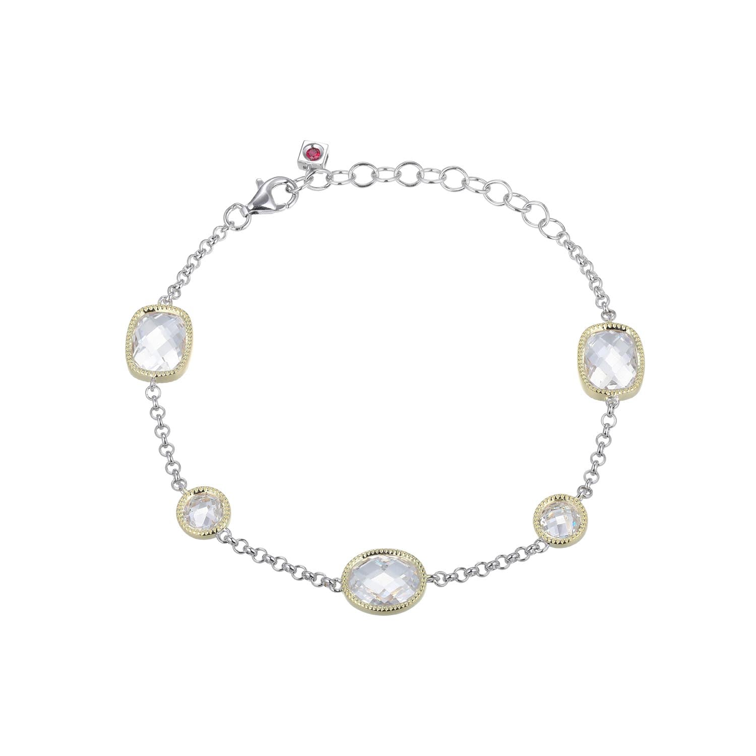 A Visually Captivating Piece, This Essence Collection Bracelet Speaks To The Legacy Of Parisian Artisanship. The Unique Arrangement Of Cubic Zirconia Stones In Different Shapes Grace The Rhodium And Gold-Plated Sterling Silver Chain.