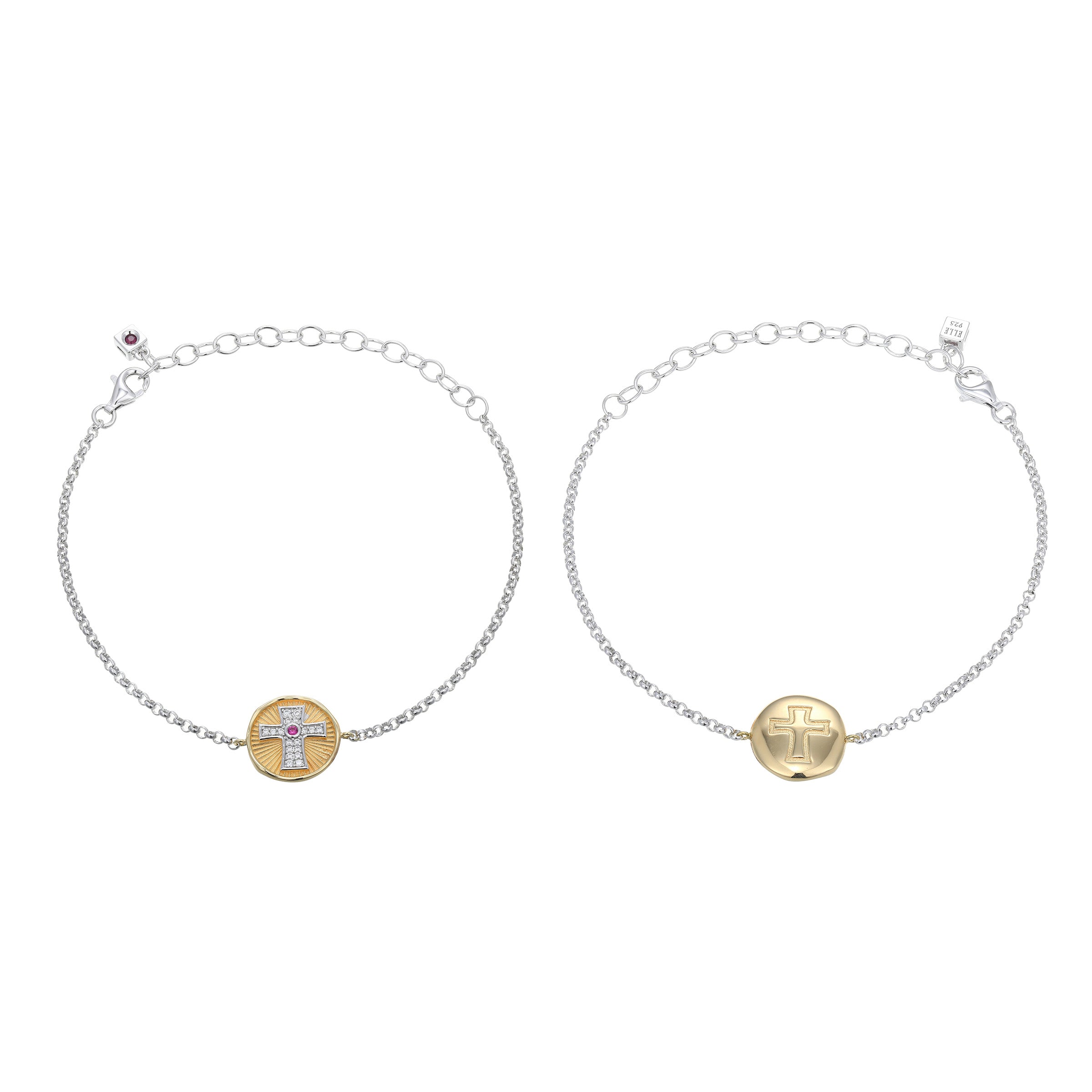 LB0263 - Bohemian Cross Lab-Created Ruby Reversible Bracelet