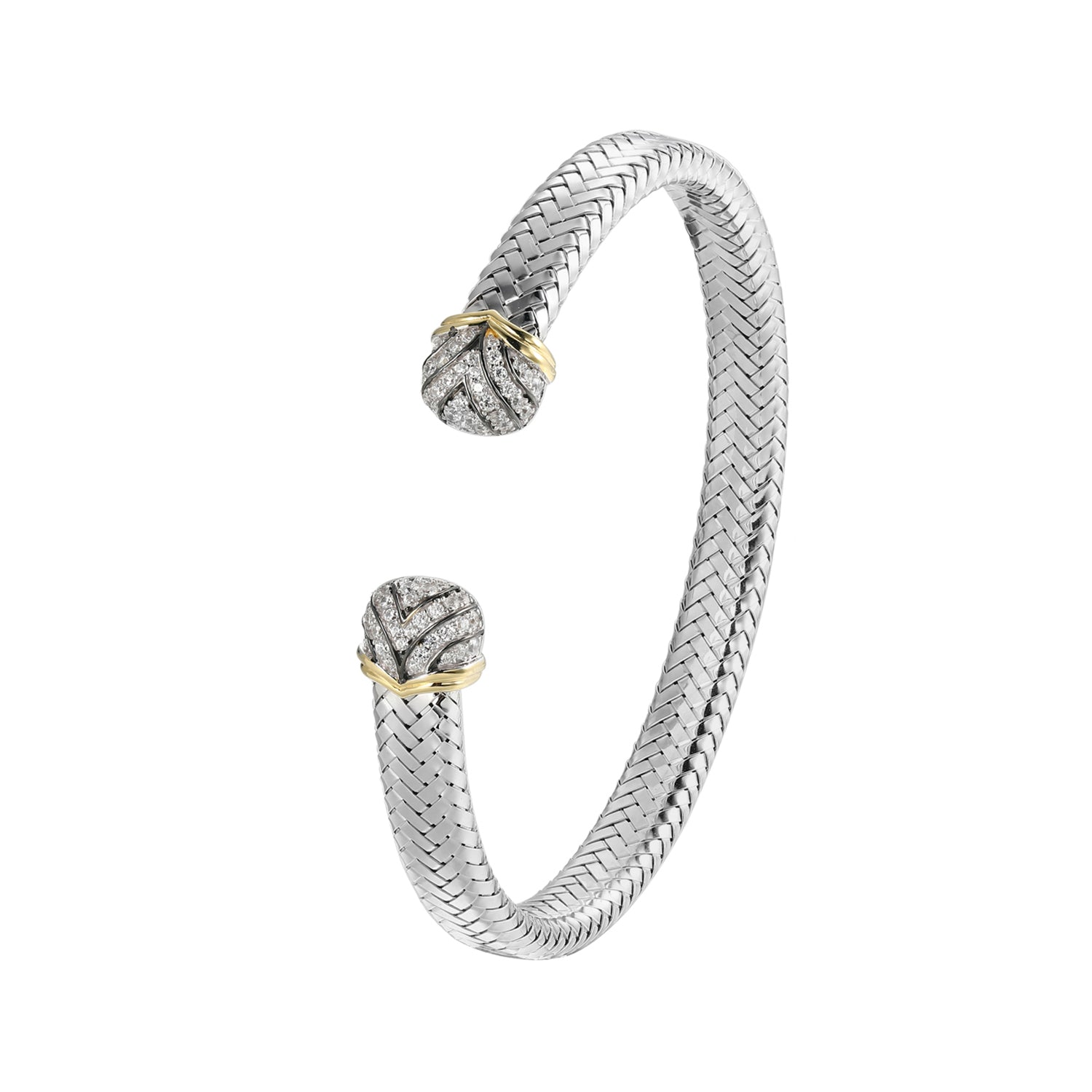 Enhance Your Style With This Cuff Bracelet From Charles Garnier's Art Deco Collection, Featuring Intricate Detailing And Sparkling Cubic Zirconia. This 6.75â€ Cuff Is Crafted From Sterling Silver With Rhodium And Yellow Gold Finish.