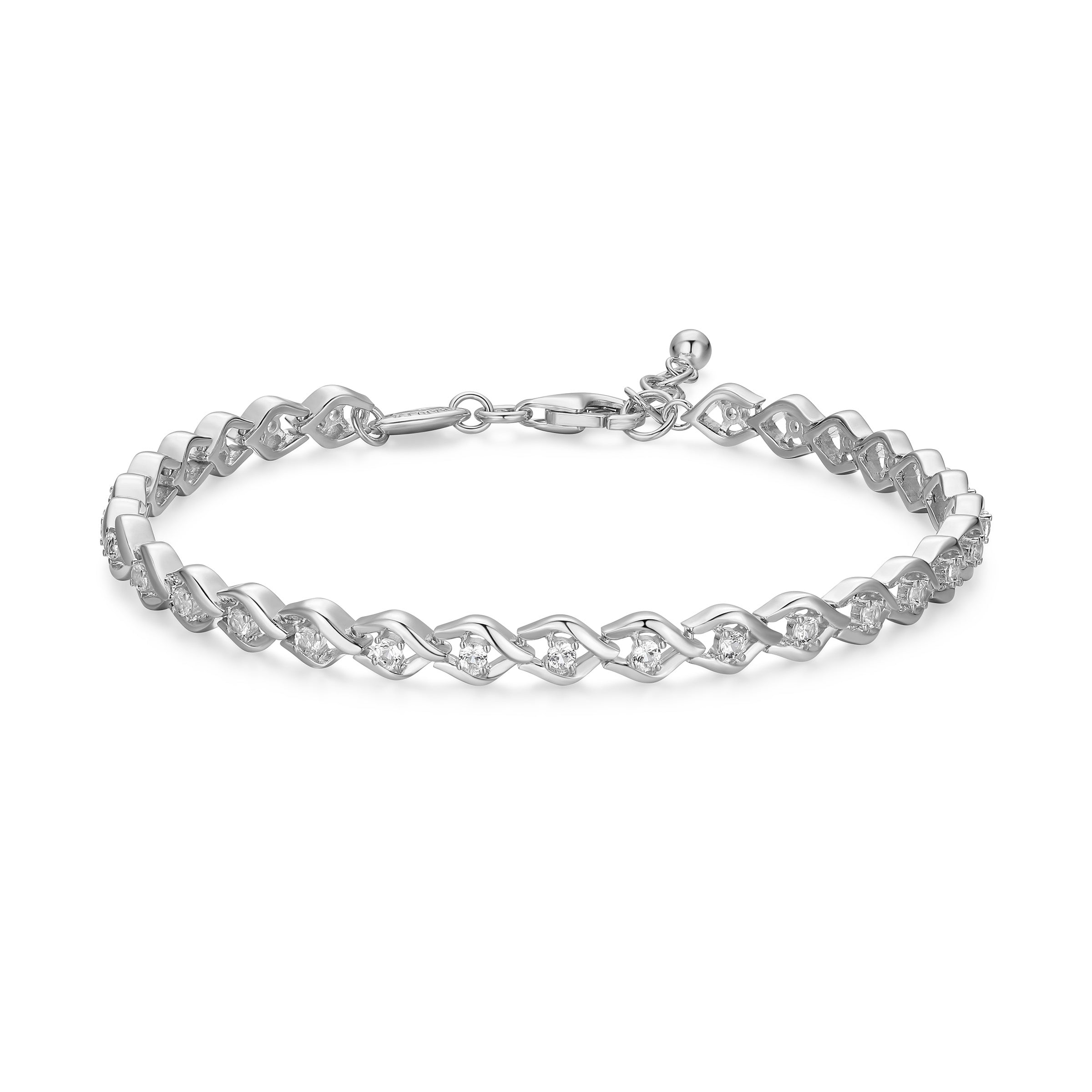 CB0191 - Intertwined Created White Sapphire Line Bracelet