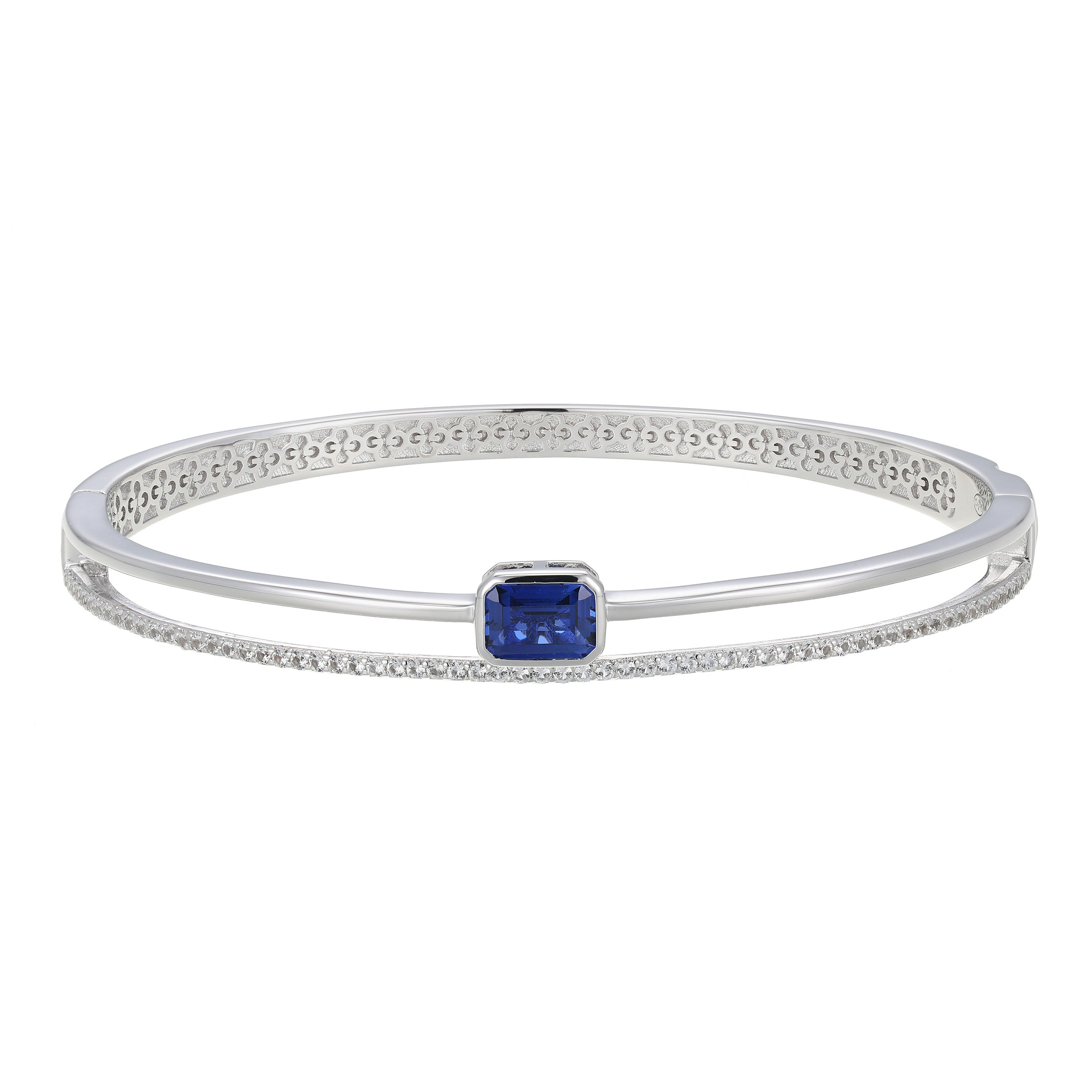 CB0208 - Split-Band Lab-Created Blue Sapphire Bangle