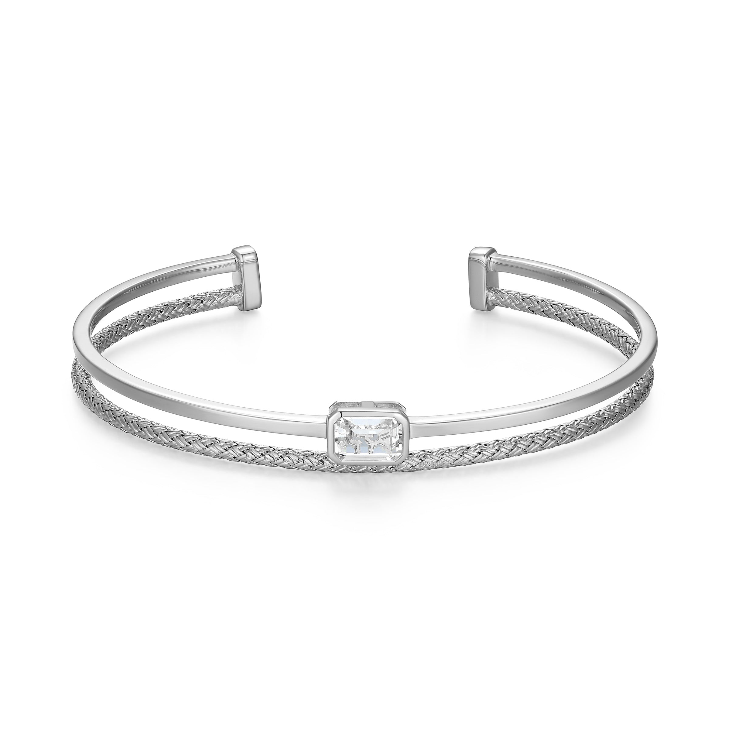 CB0206 - Dual-Band Created White Sapphire Original Mesh Cuff