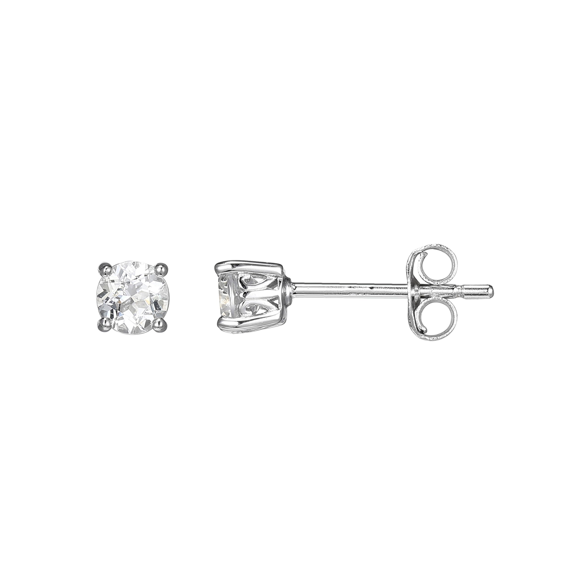 Diamondlite Cz 4Mm Round Stud Earrings In Sterling Silver.