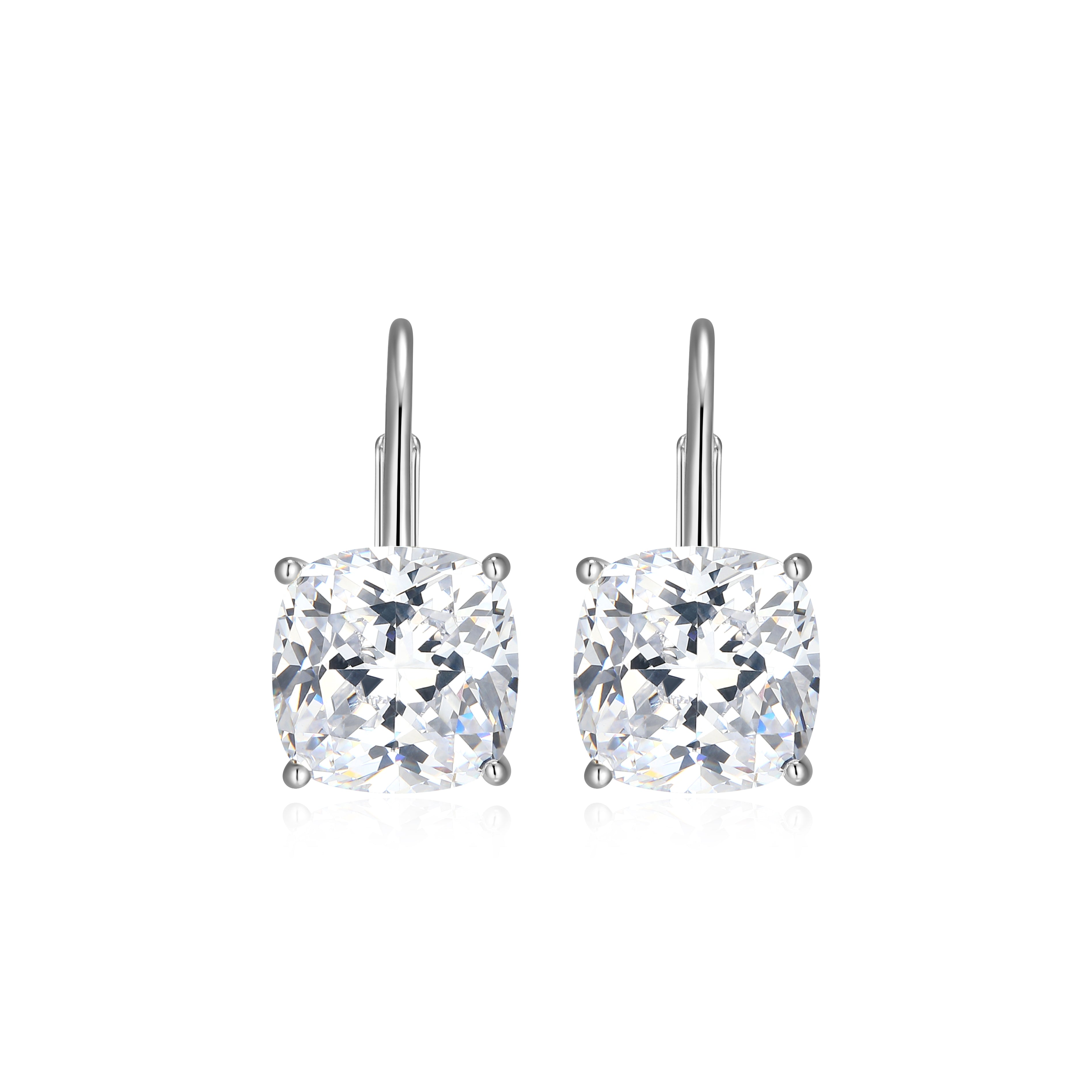 RE0185W - Cushion-Cut CZ Leverback Earrings