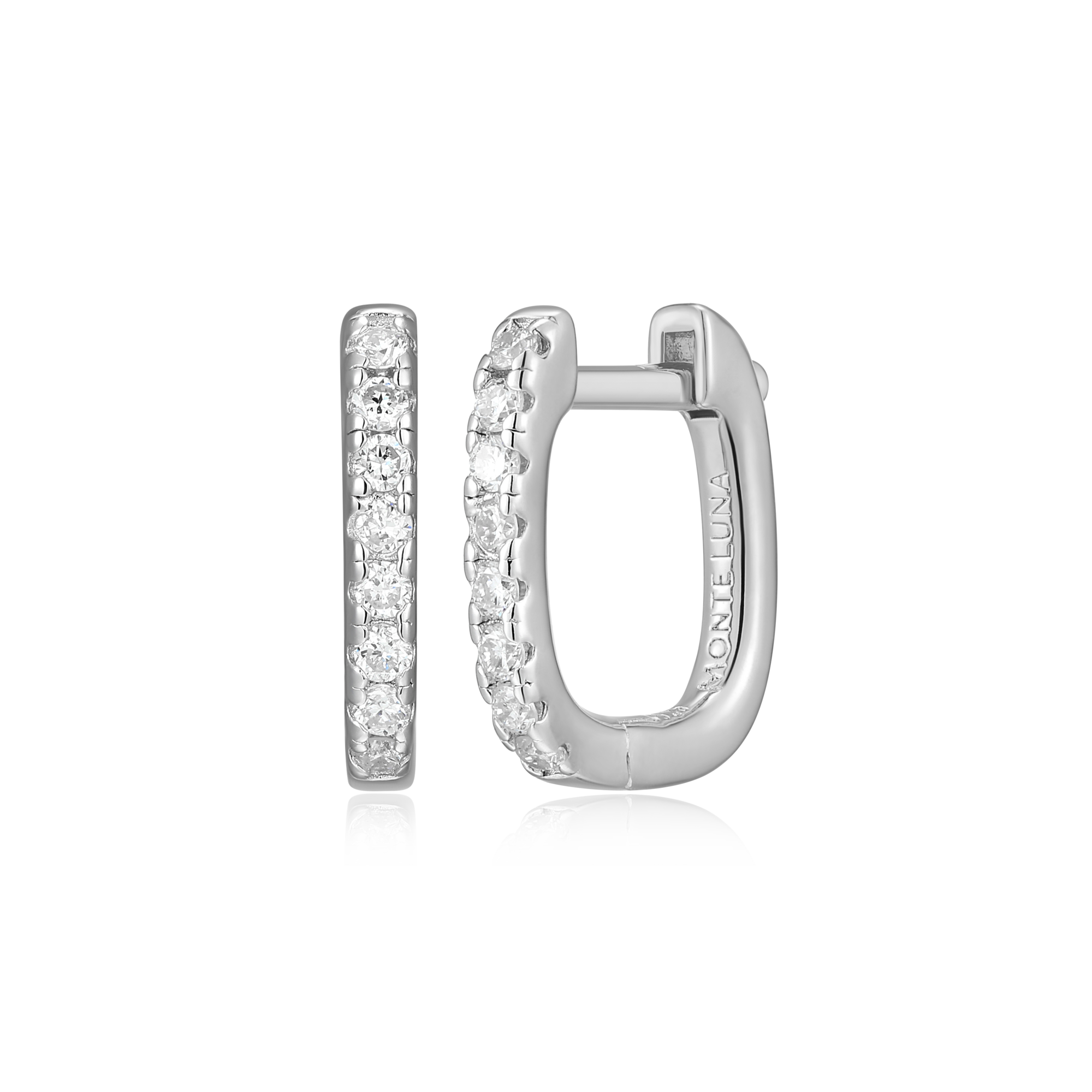 BE0001W - Cushion Hoop Earrings in Rhodium-Plated Sterling Silver