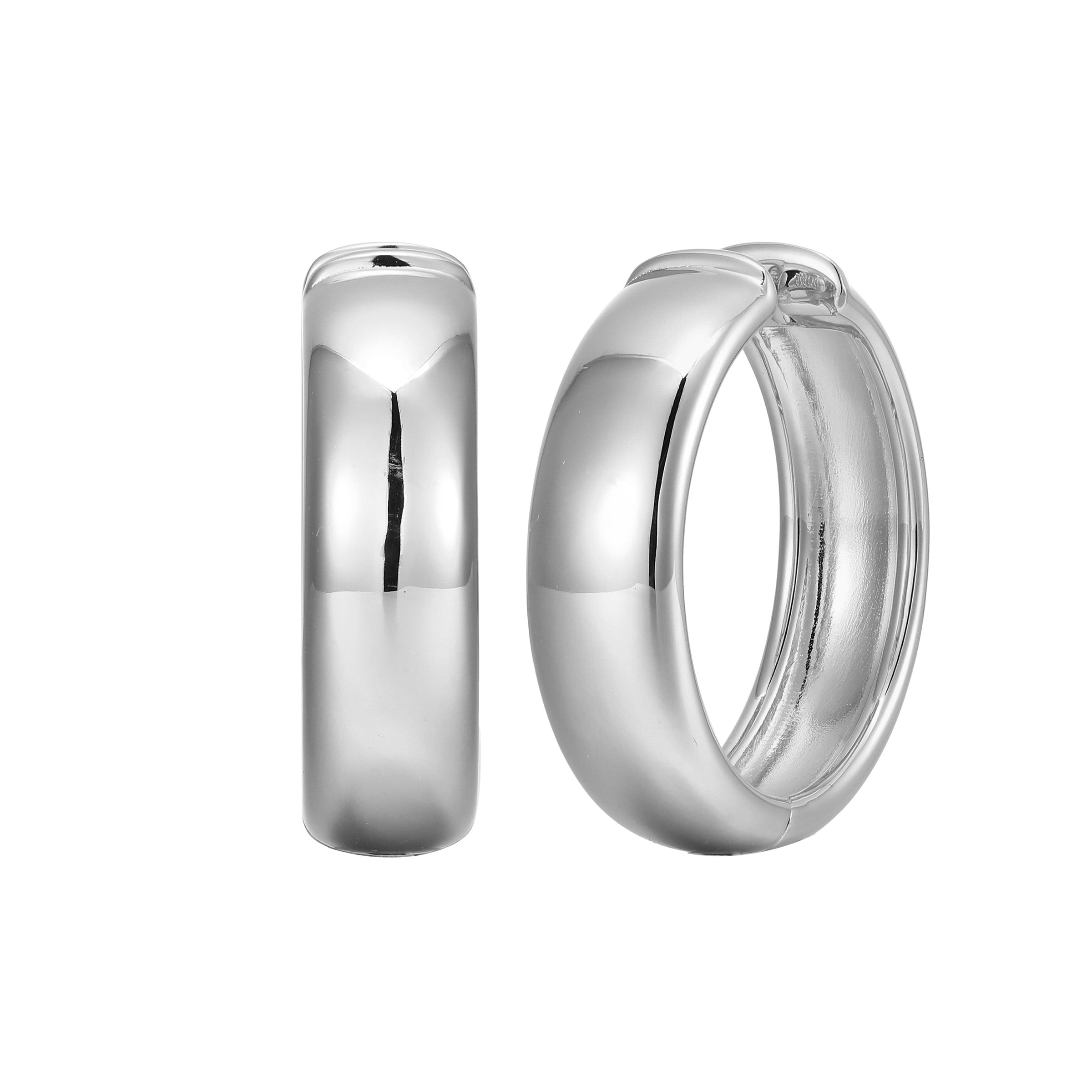 Ss Rhod Pltd 25Mm Hoop Earrings