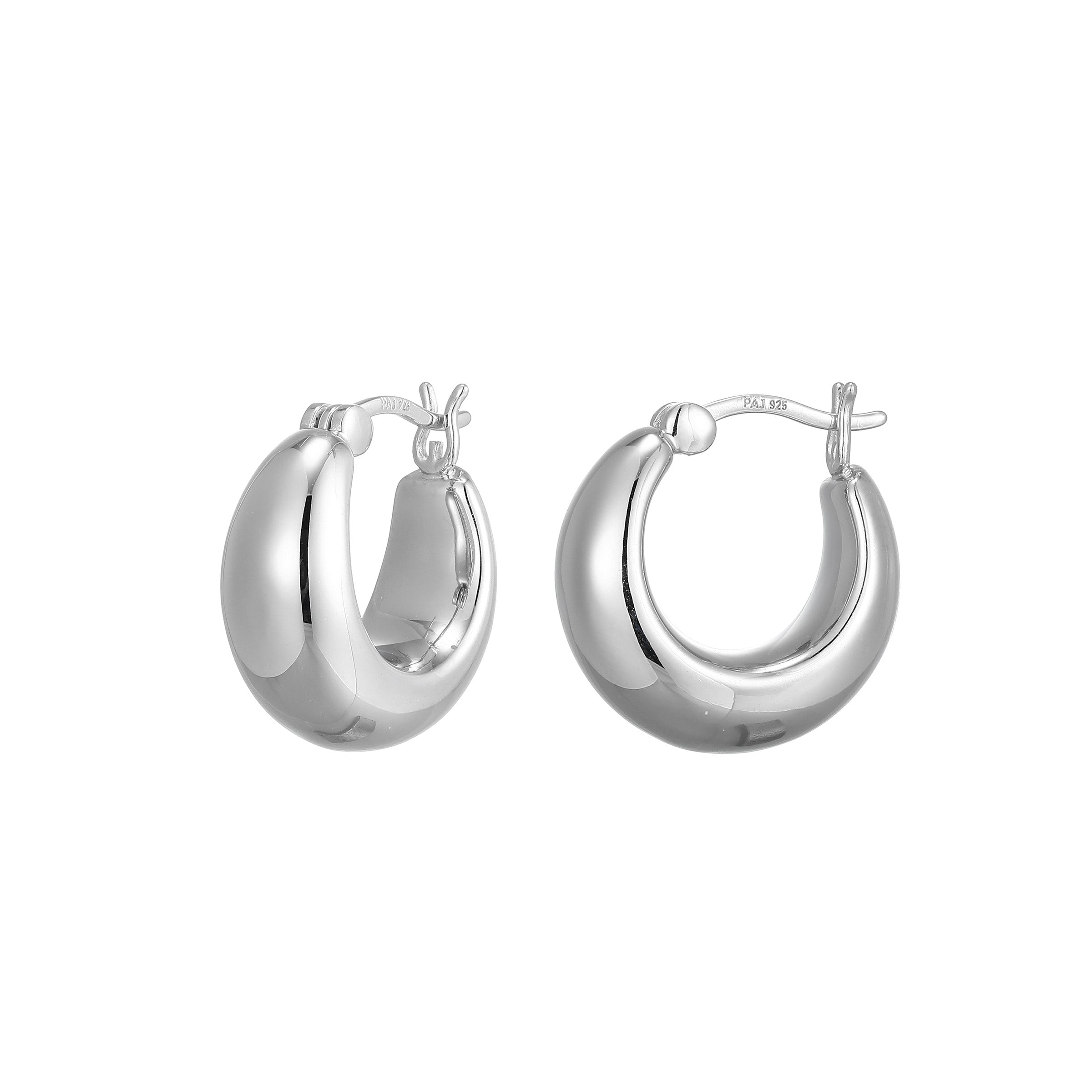 Ss Rhod Pltd 18Mm Hoop Earrings