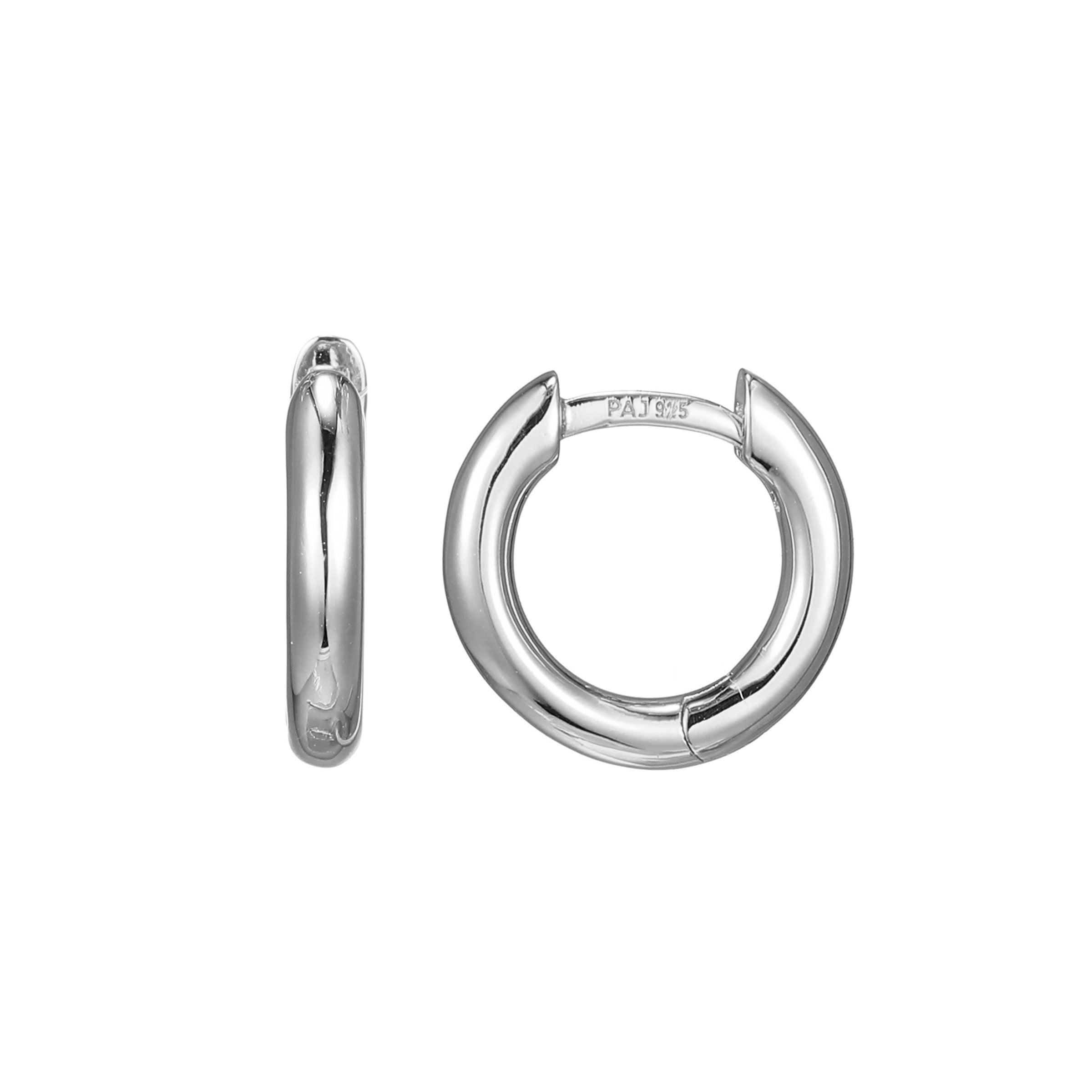 Ss Rhod Pltd 12Mm Hoop Earrings