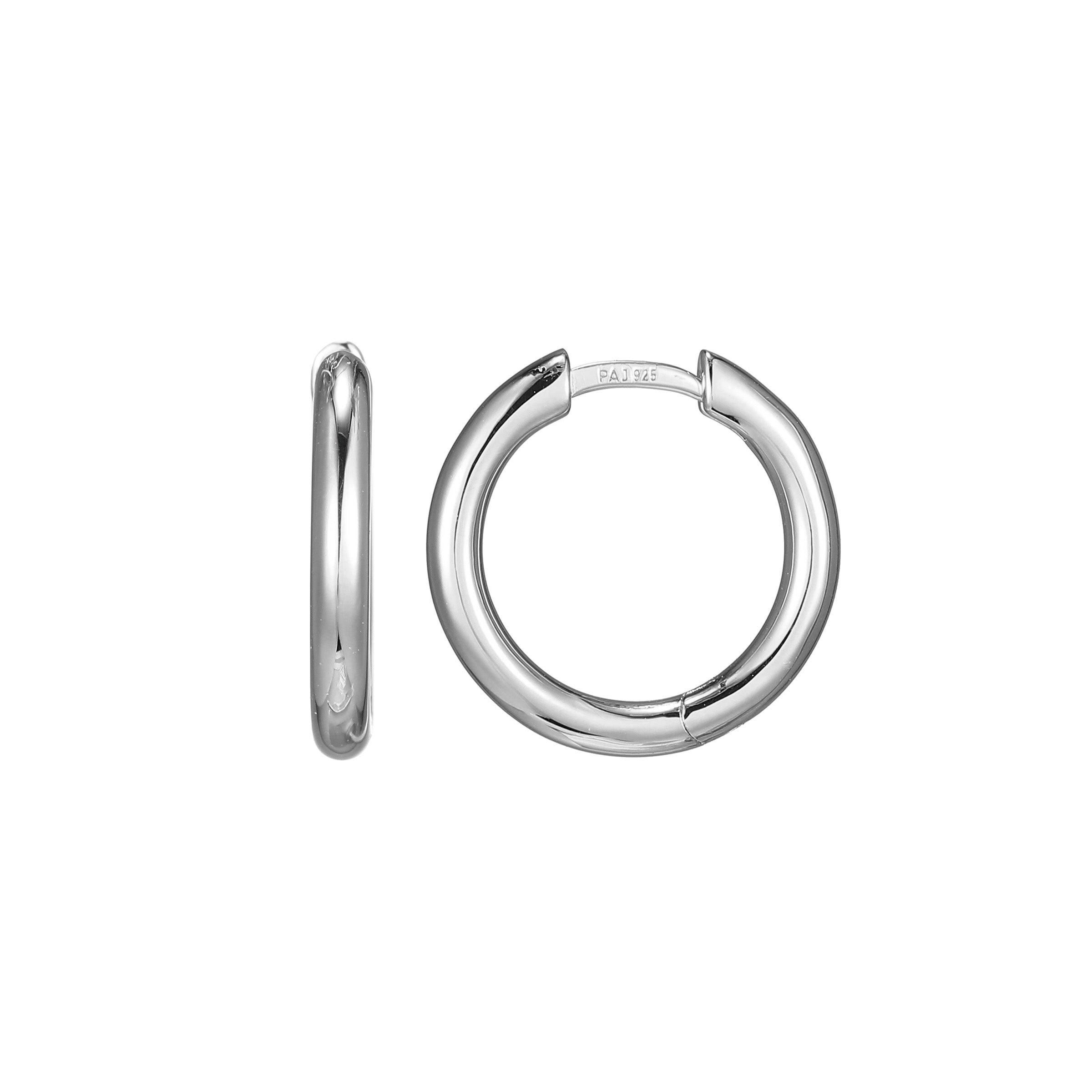 Ss Rhod Pltd 16Mm Hoop Earrings
