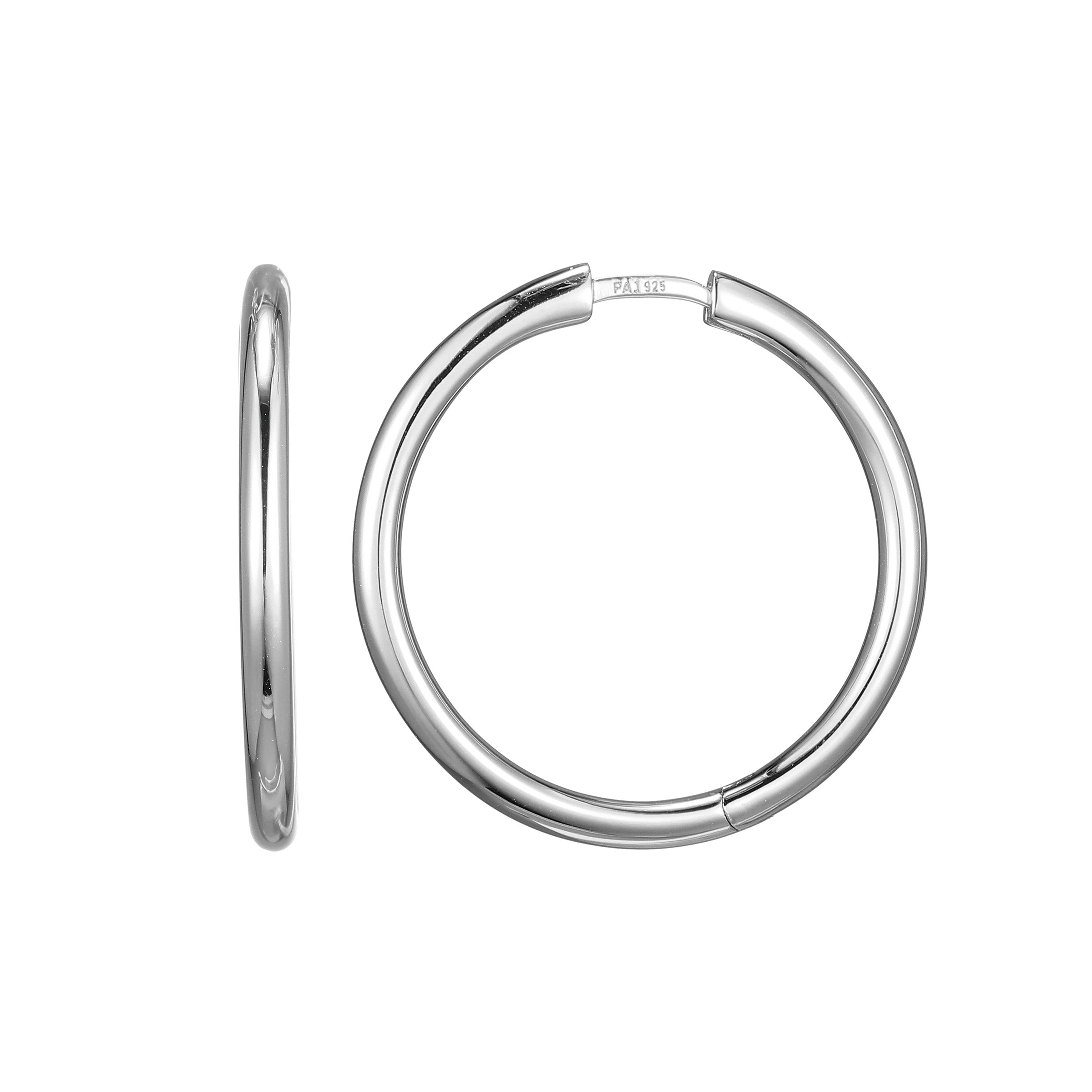 Ss Rhod Pltd 25Mm Hoop Earrings