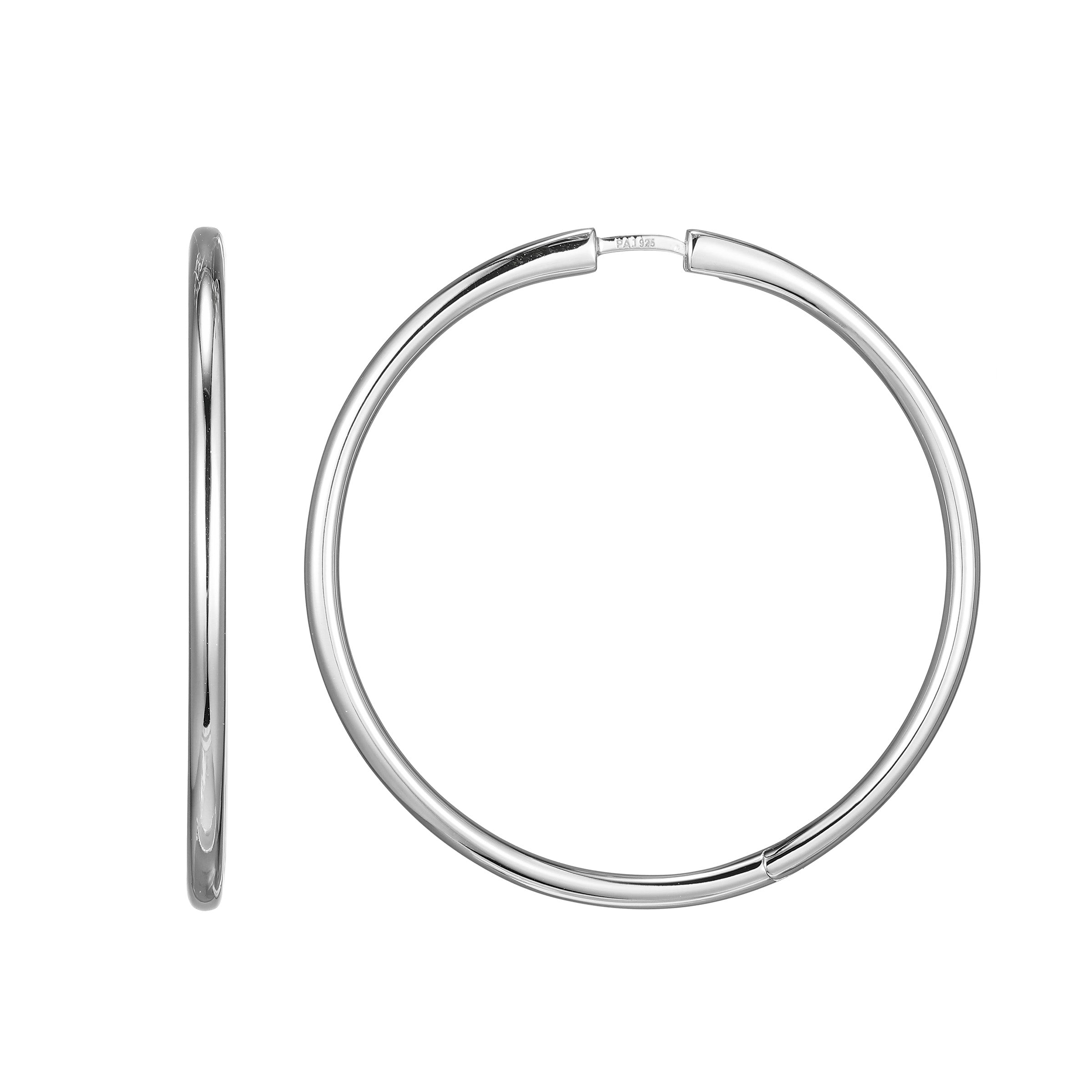 Ss Rhod Pltd 40Mm Hoop Earrings