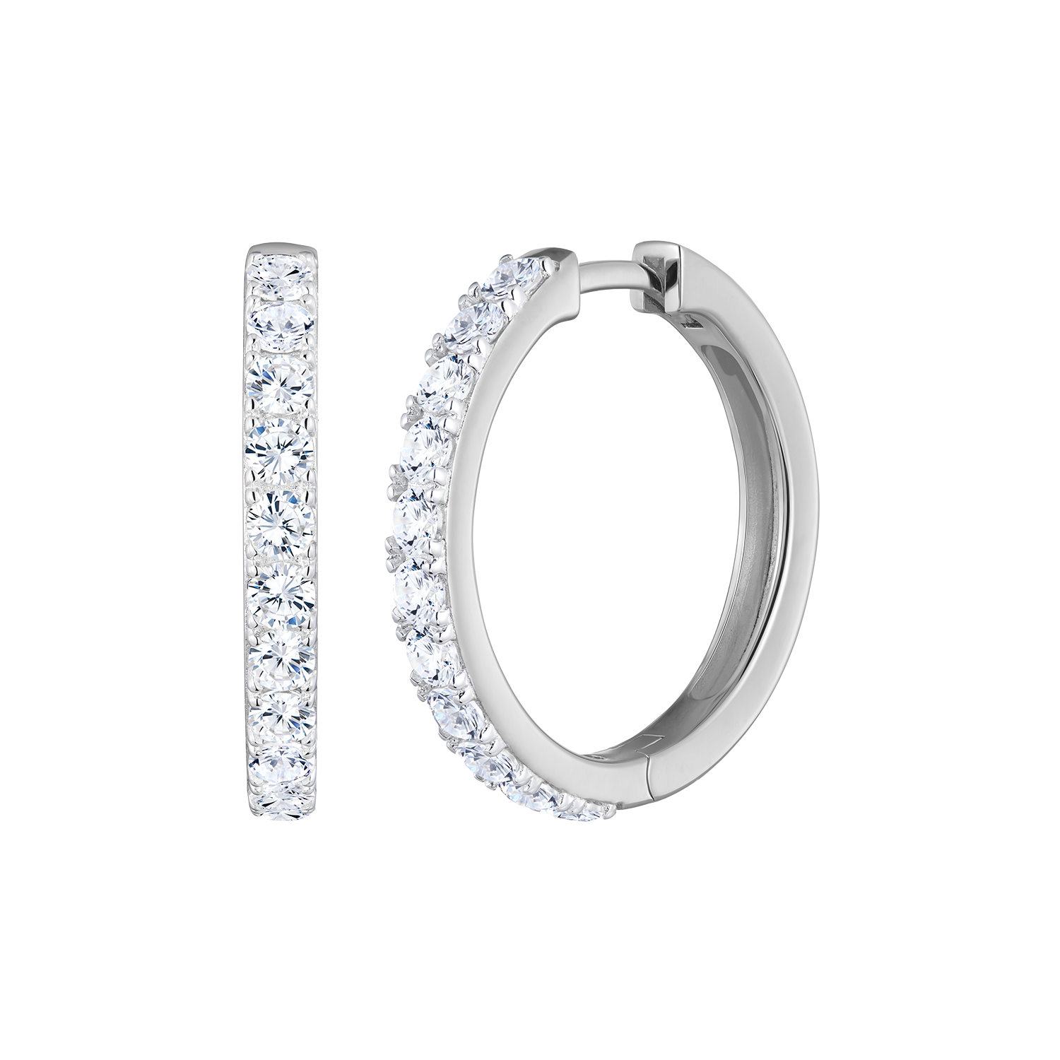 BE0157W - Petite Hoop Earrings in Rhodium-Plated Sterling Silver