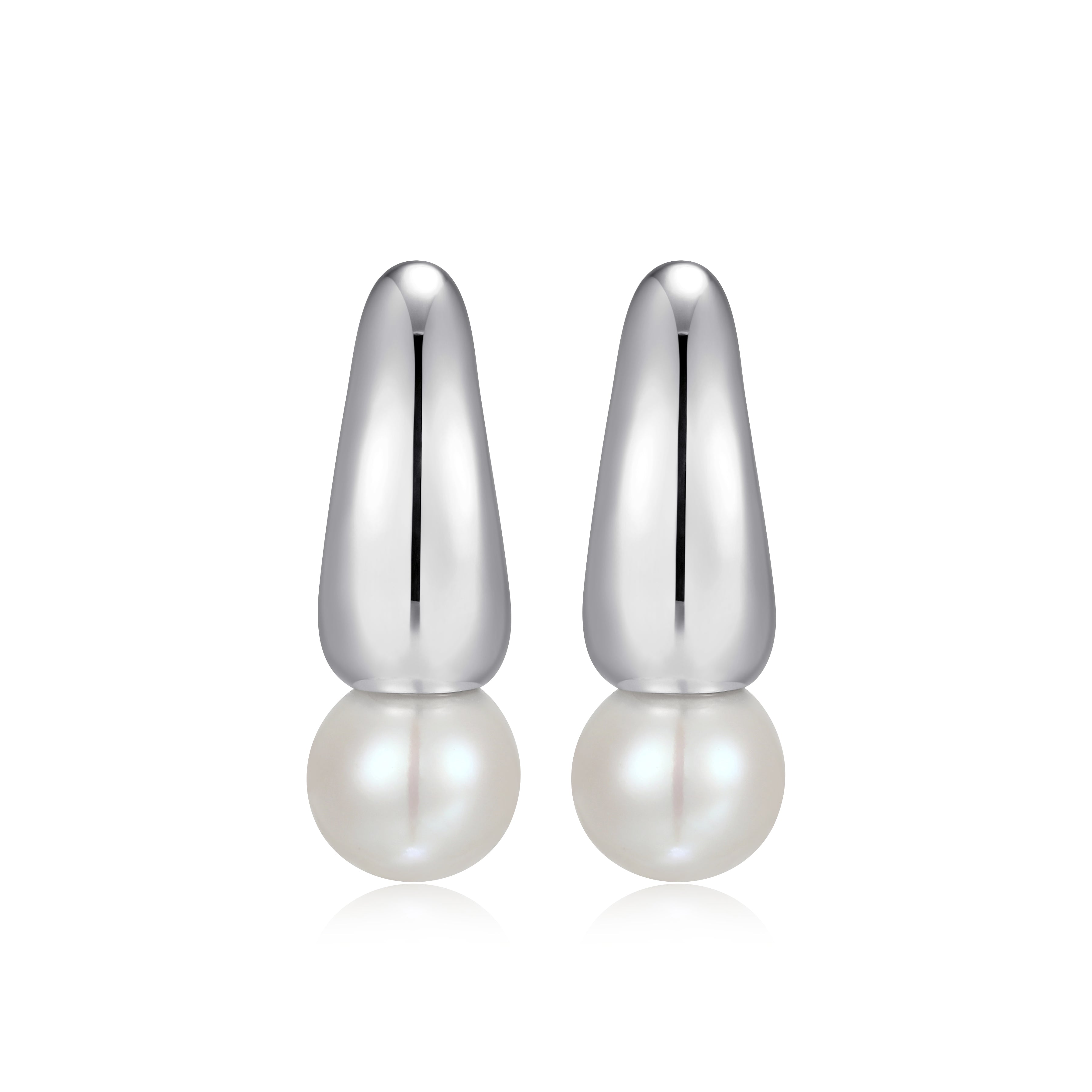 RE0207W - Freshwater Pearl J-Huggie Earrings