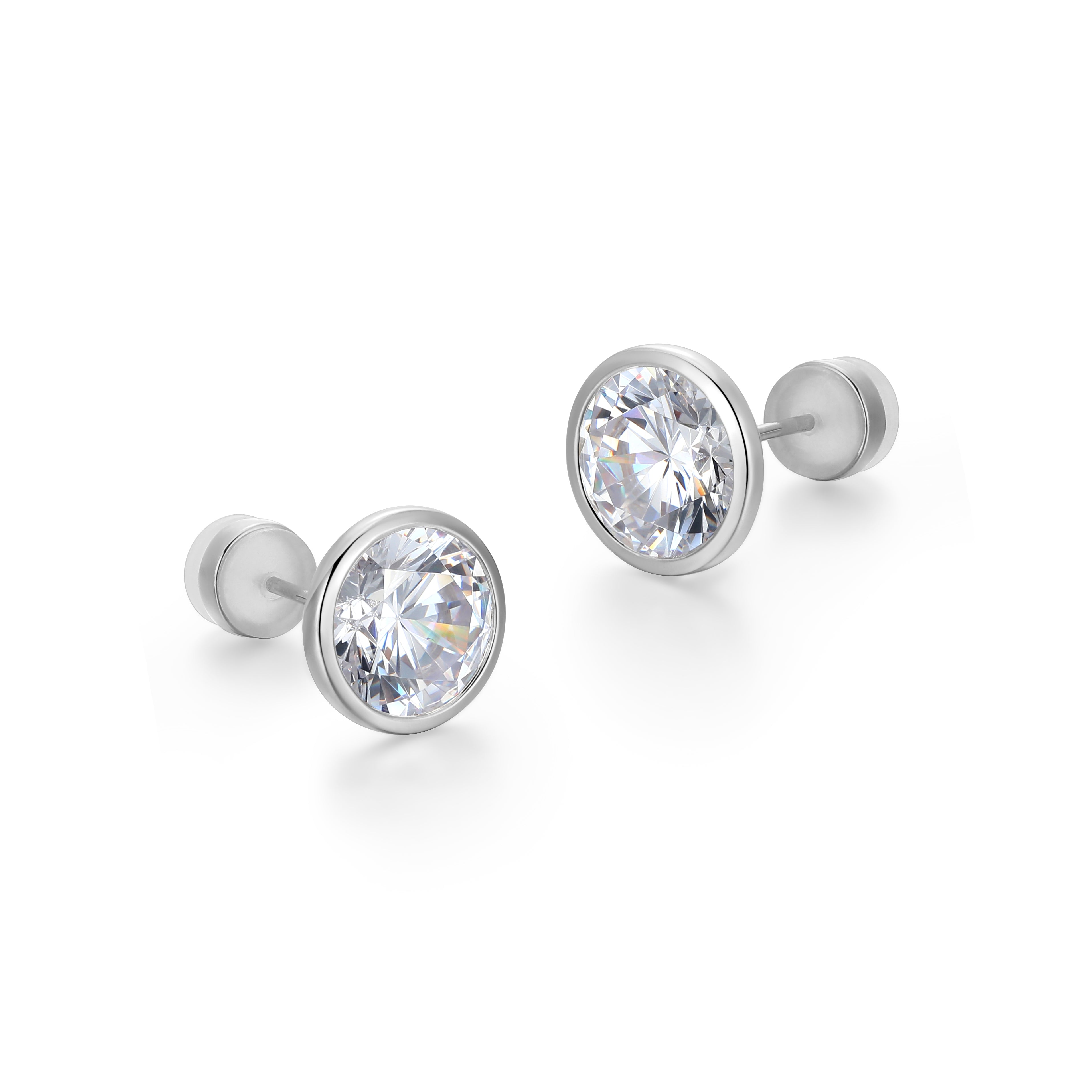 RE0183W - Round-Cut CZ Stud Earrings