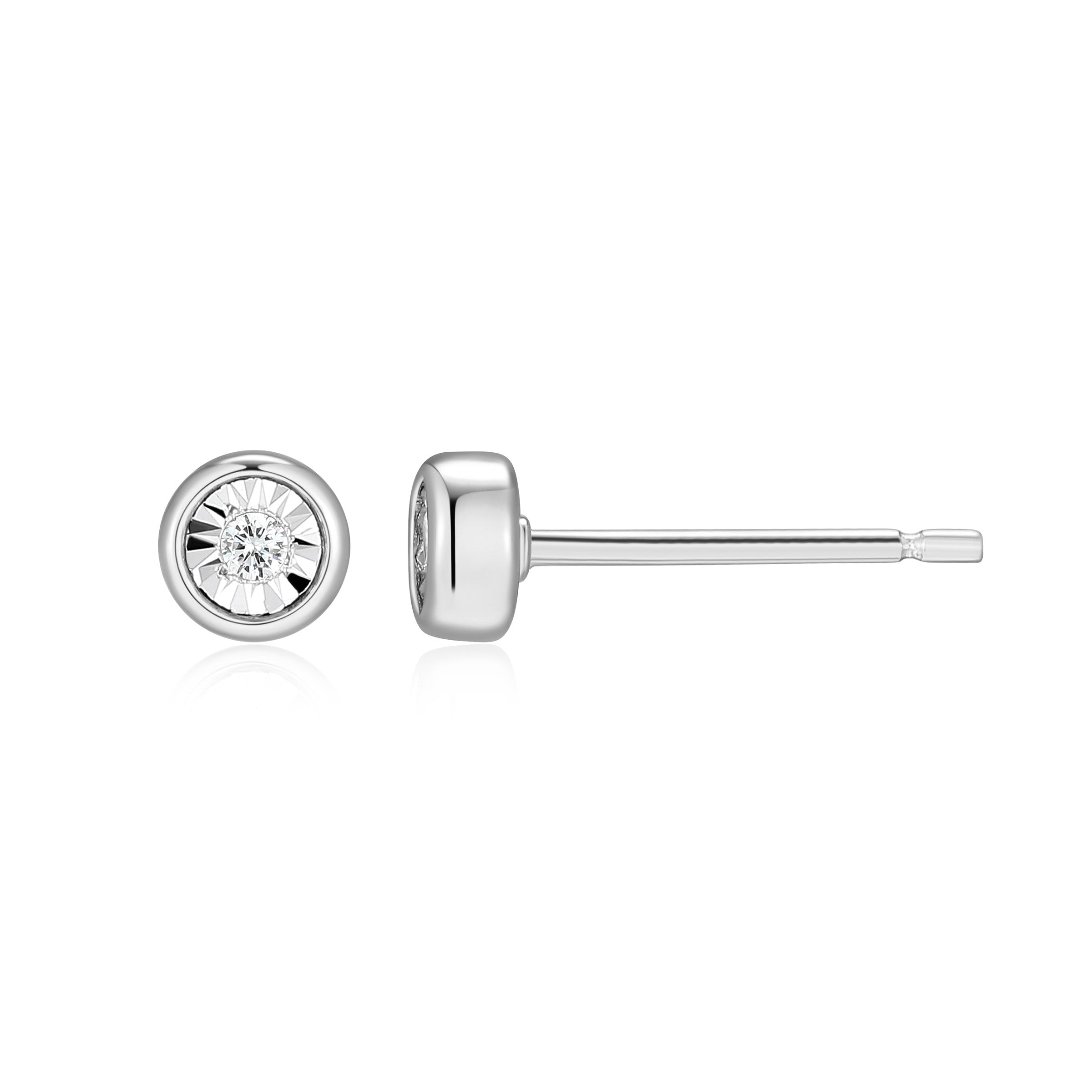 BE0258W - Small Bezel-Set Lab-Created Diamond Stud Earrings