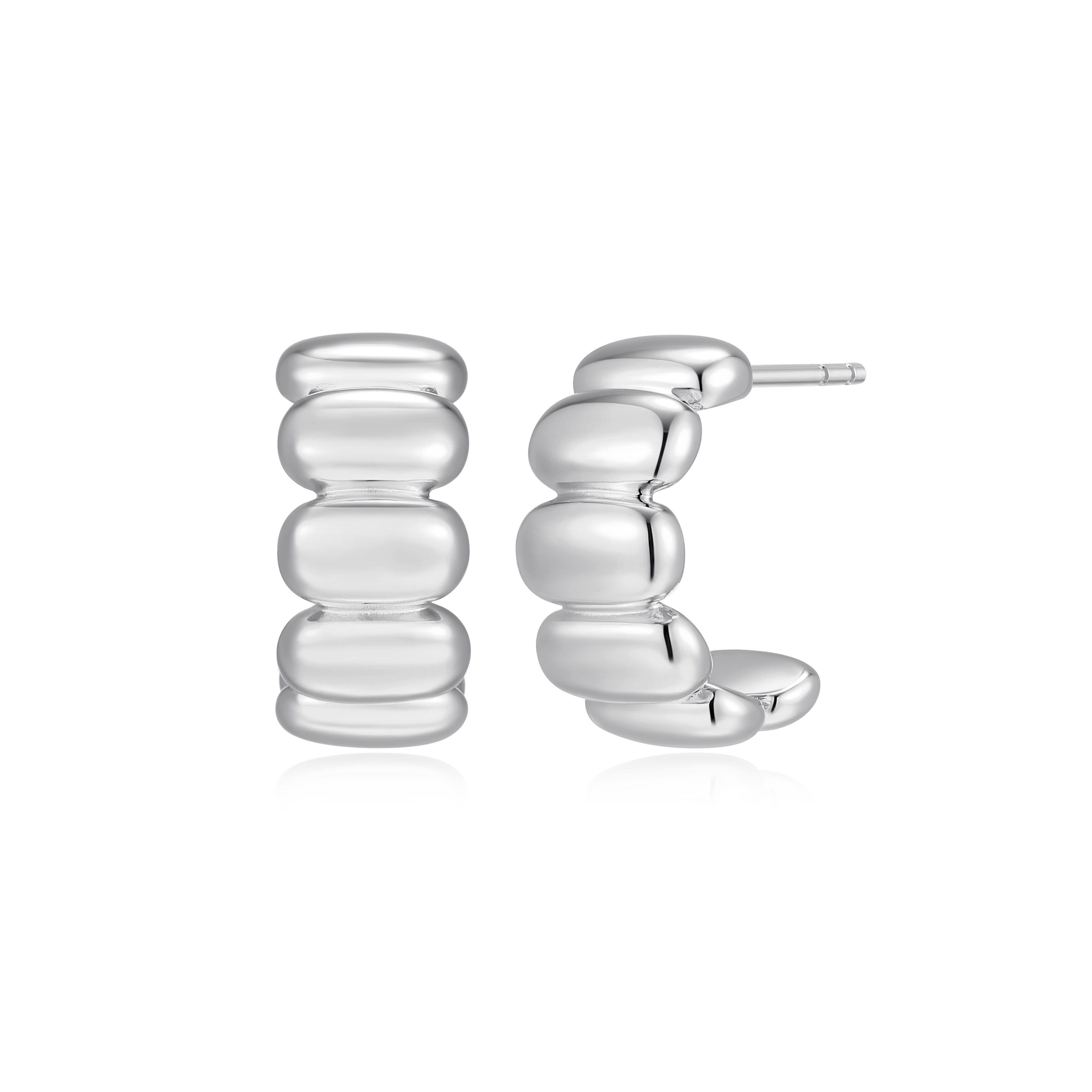 RE0191W - Domed J-Hoop Earrings