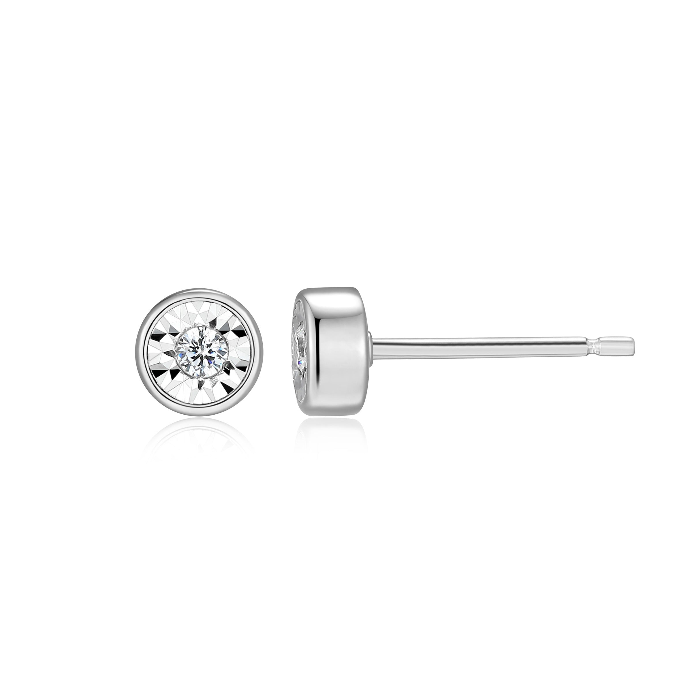 BE0259W - Medium Bezel-Set Lab-Created Diamond Stud Earrings