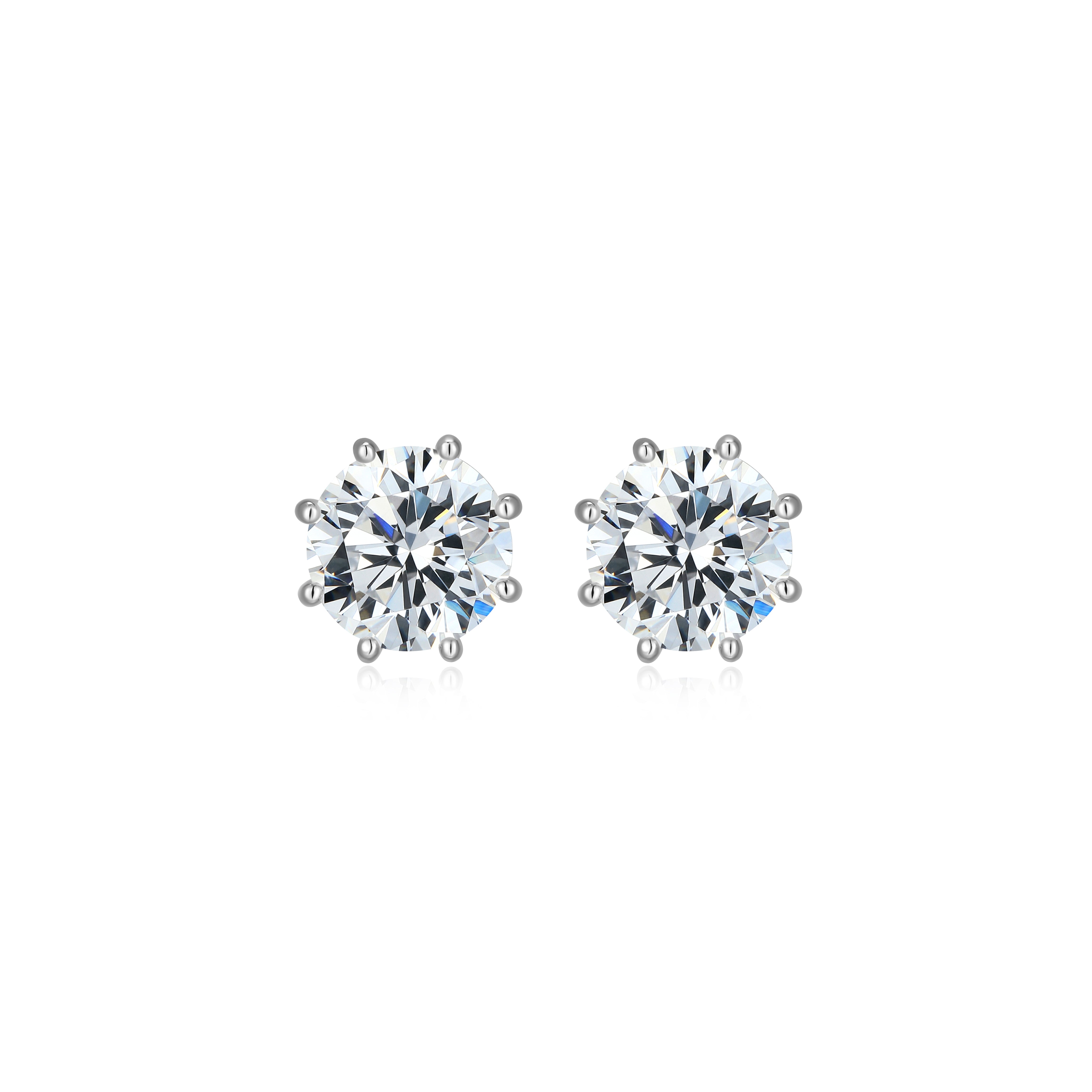 RE0187W - 8-Prong Round-Cut CZ Stud Earrings