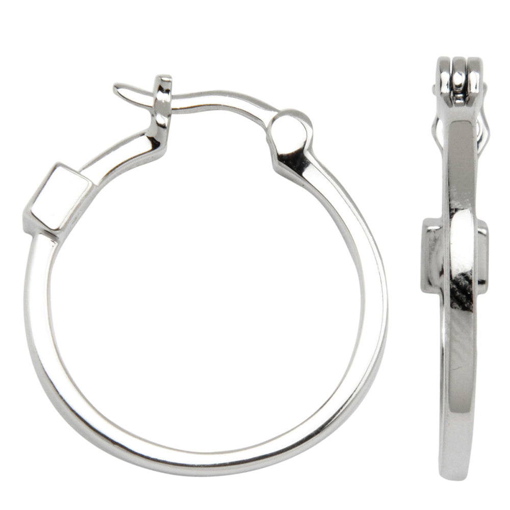 Sterling Silver Rhodium Plated 21Mm Hoop Earring