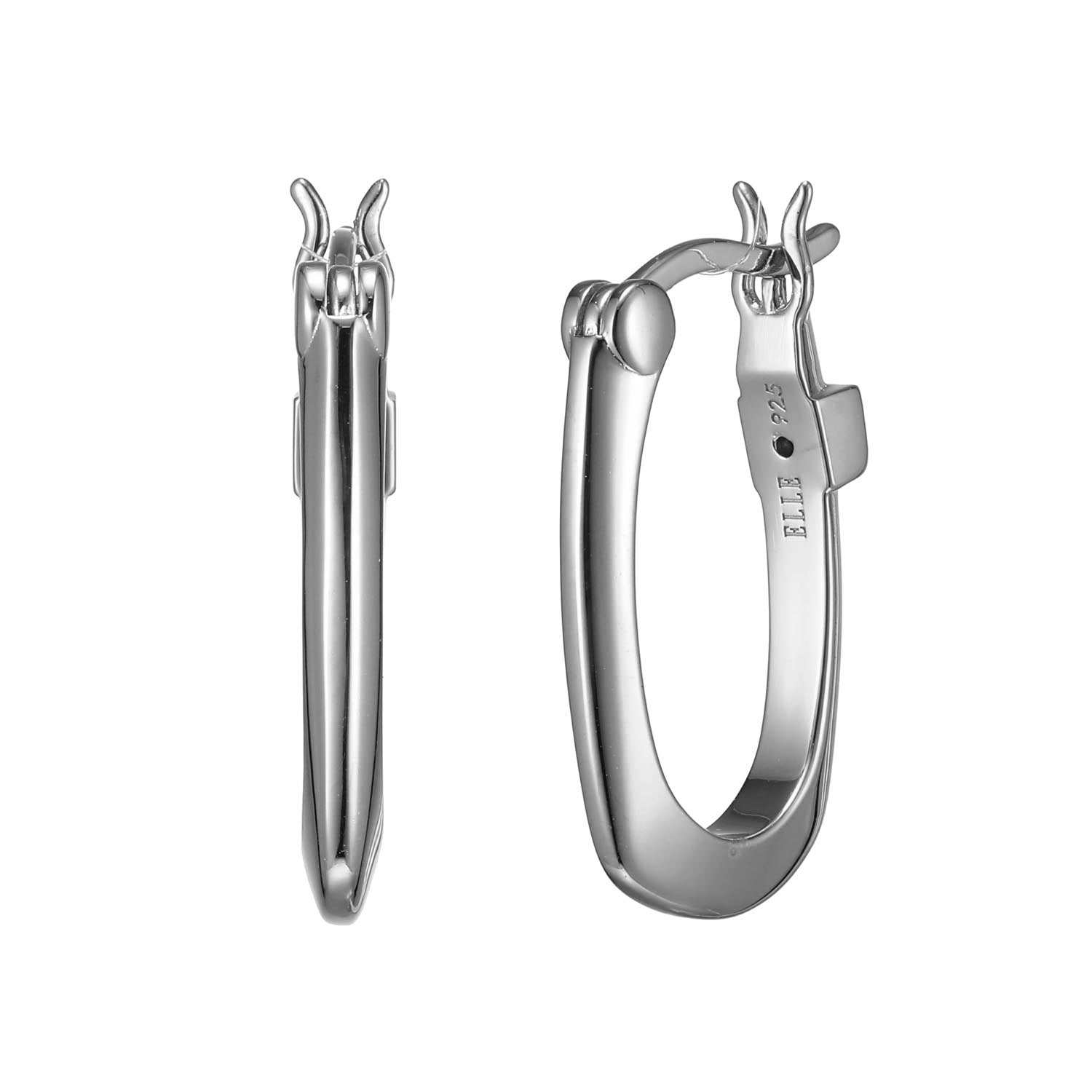 Ss Rhodium Plated  Oval 19 X 13 Mm  Hoop Earrings