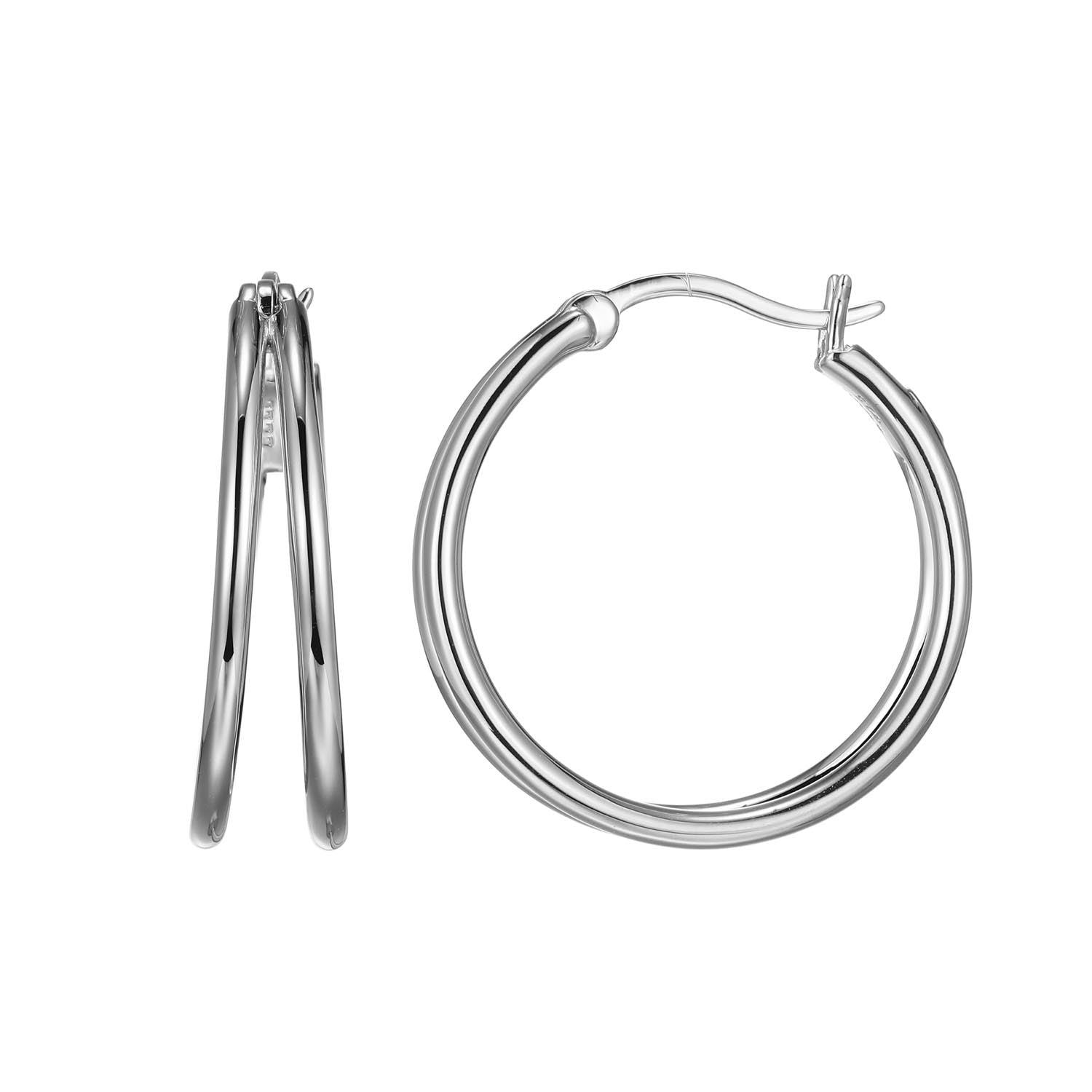 Sterling Silver " Simpatico" Rhodium Plated Hoop Earring 24Mm