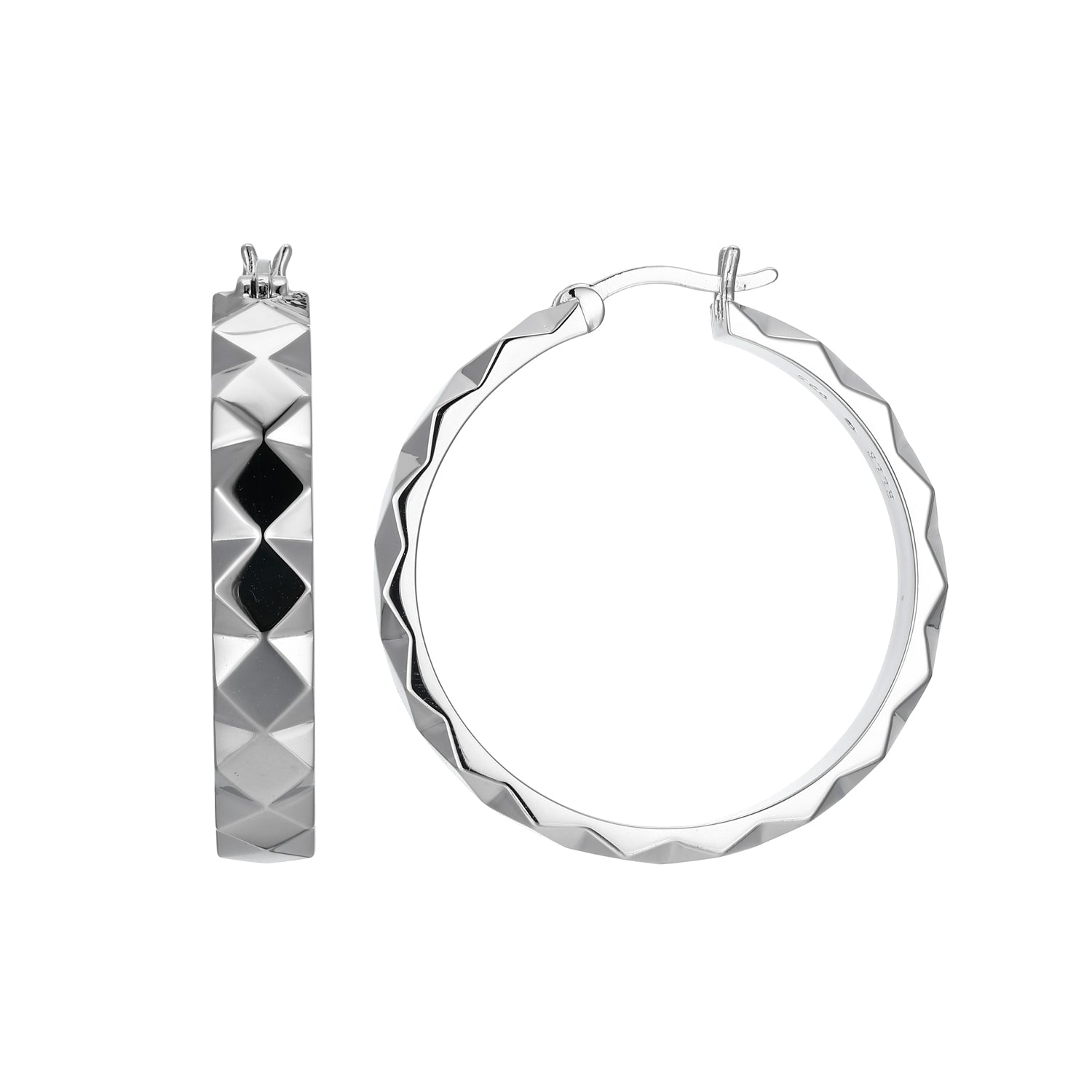 Sterling Silver "Captivate" Rhodium Plated 30Mm Hoop Earring.
