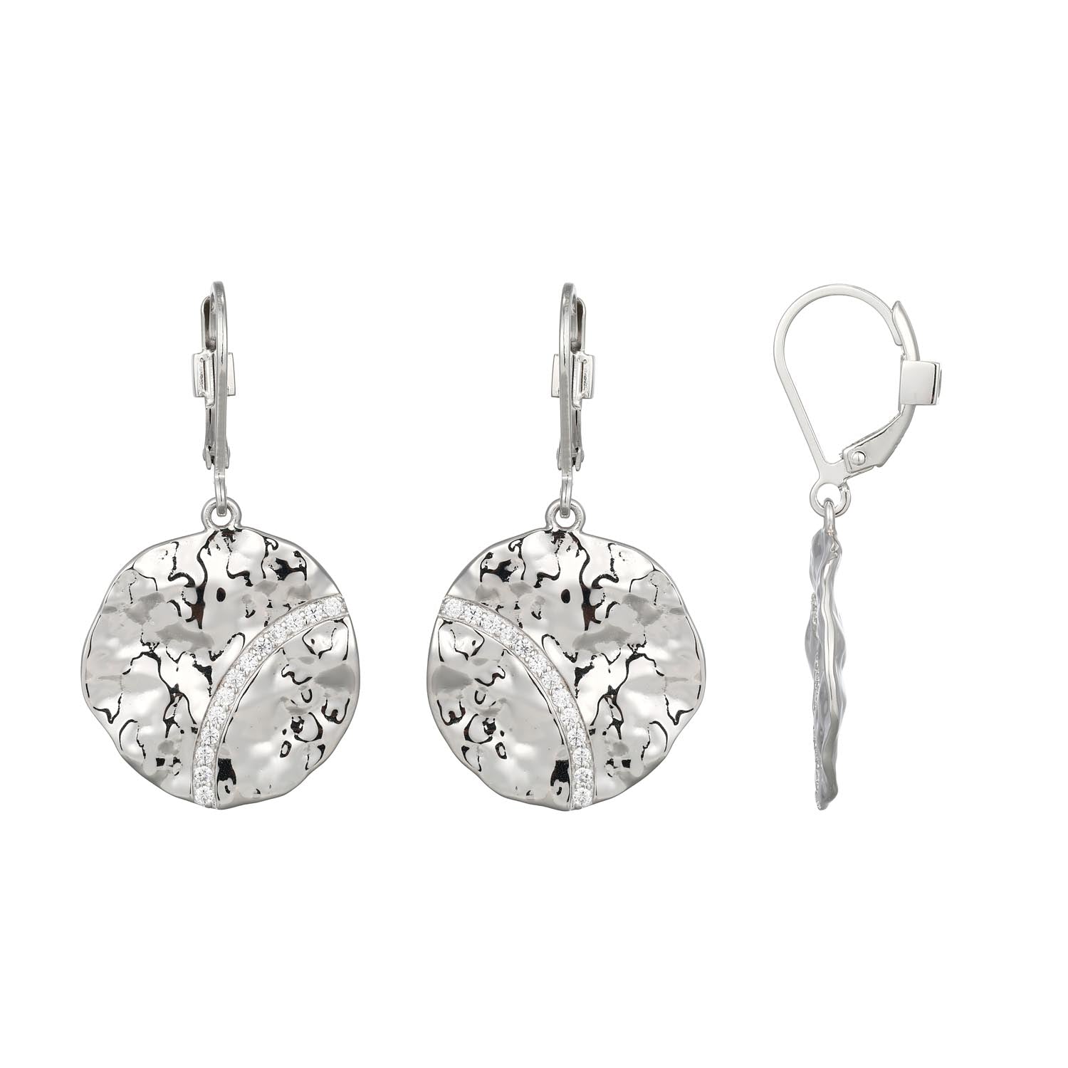 Sterling Silver Elle "Galaxy" Rhodium Plated White Cz Earrings