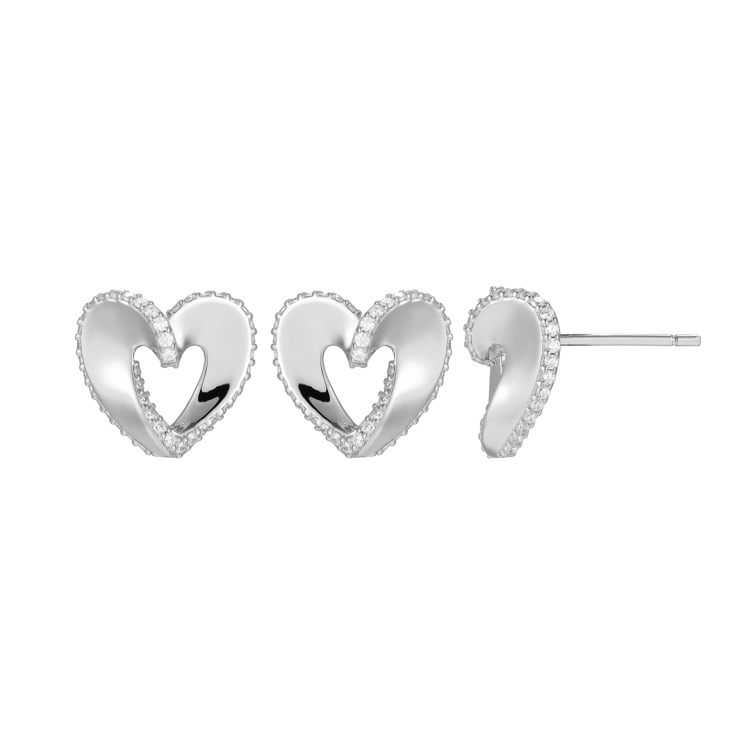 LE0249 - Ribbon Heart Stud Earrings