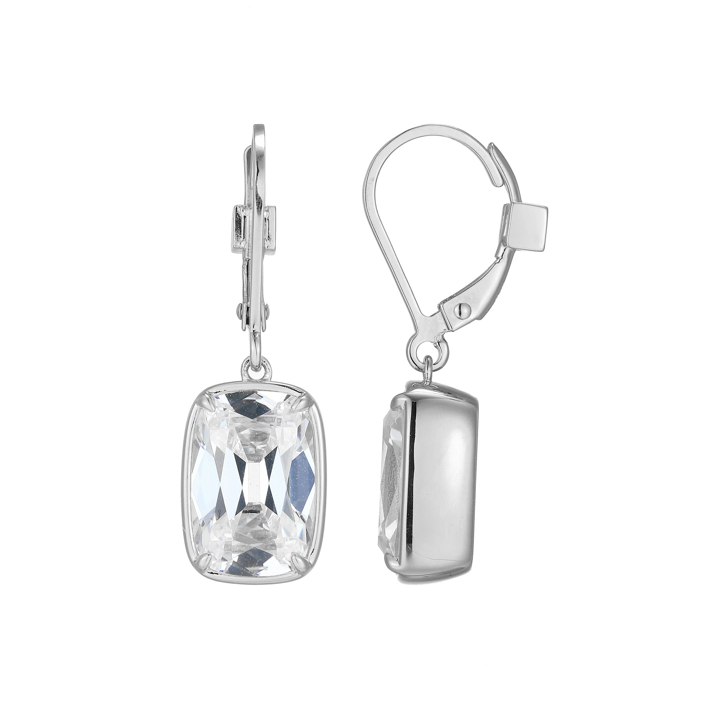 LE0269 - Serenelle Old-Mine-Cut Emerald Cushion Leverback Earrings