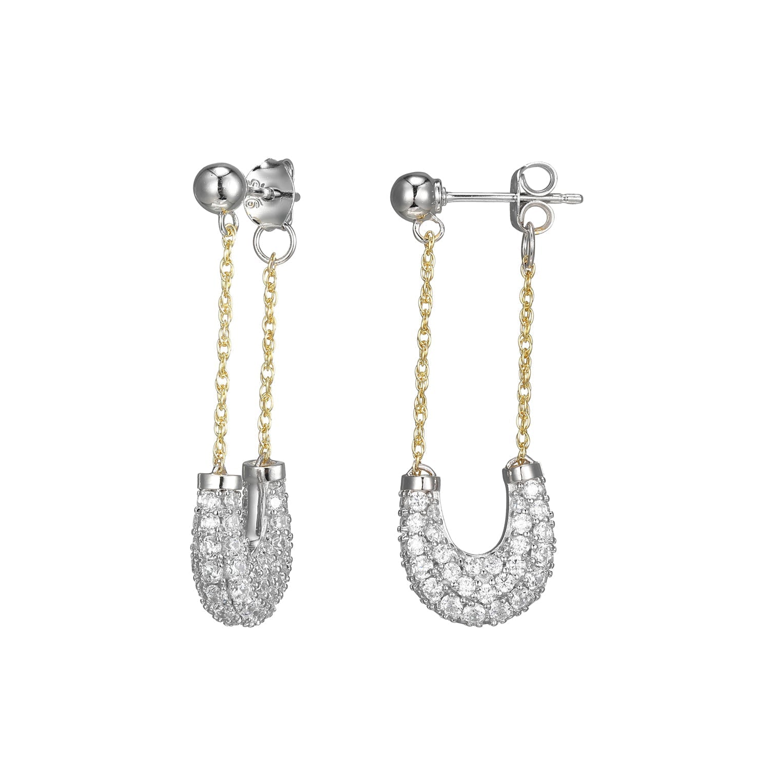 These Drop Earrings From Charles Garnier's Serena Collection Exude Elegance With Their Exquisite Design Featuring Sparkling Cubic Zirconia Set In Sterling Silver With Rhodium And Yellow Gold Finish. Measuring 34x11.98mm, They Offer A Sophisticated Look.