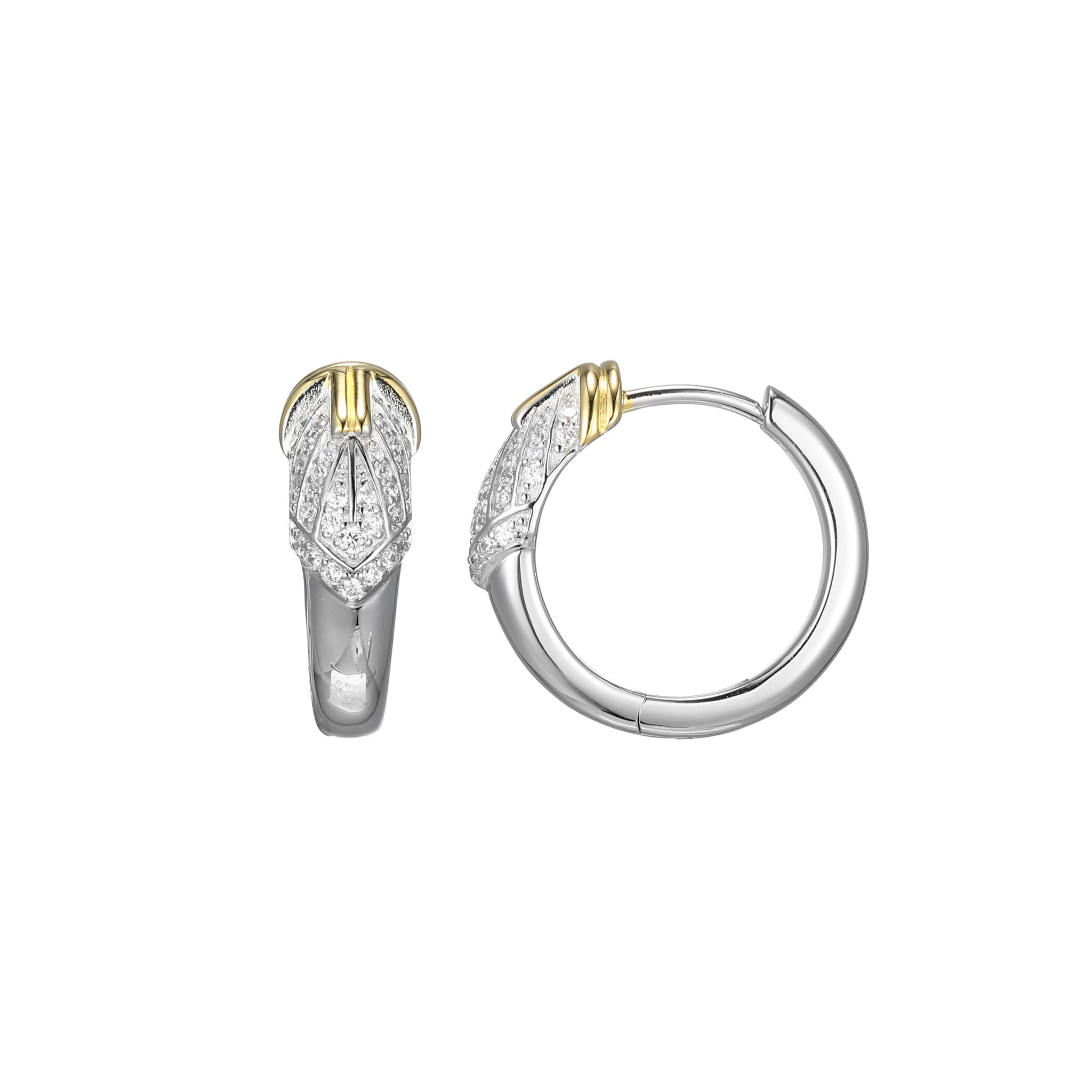 These Hoop Earrings From Charles Garnier's Art Deco Collection Radiate Elegance. Crafted In Sterling Silver With Rhodium And Yellow Gold Finish, The Hoops Feature Shimmering Cubic Zirconia And Add A Sophisticated Touch To Any Ensemble.