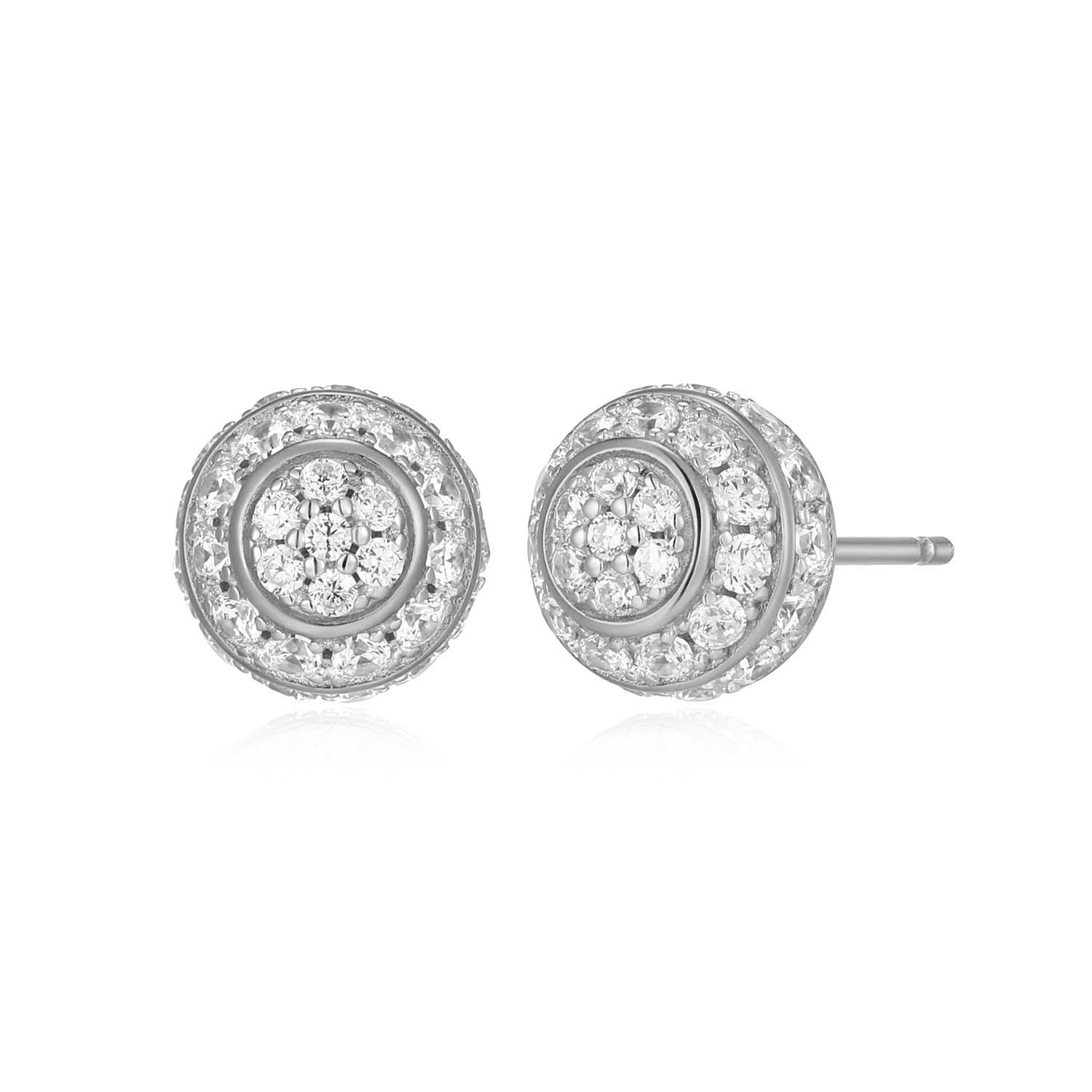 Sterling Silver Charles Garnier "rope" Rhodium Plated Cz Earrings 8mm