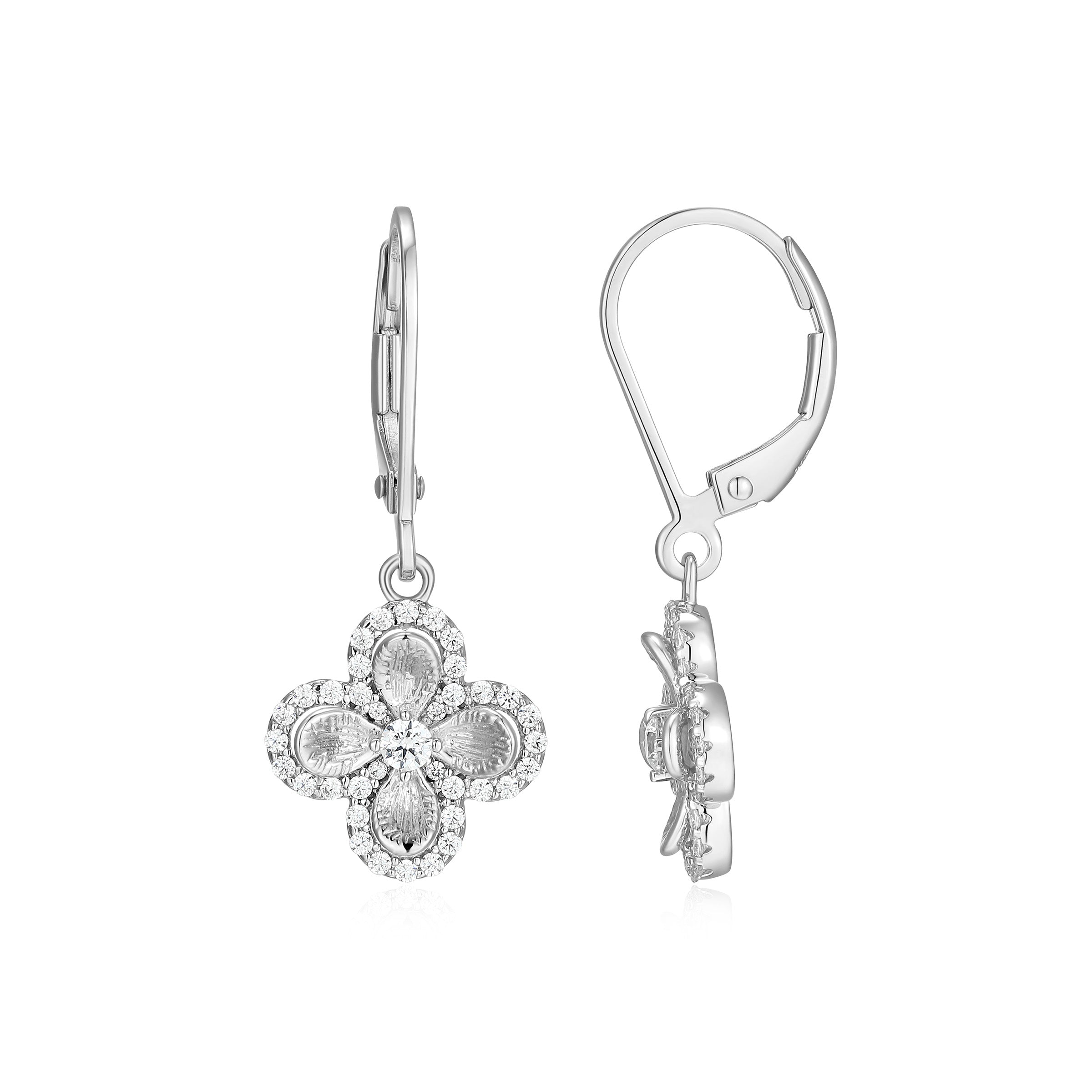 CE0204 - Flower Clover Leverback Earrings