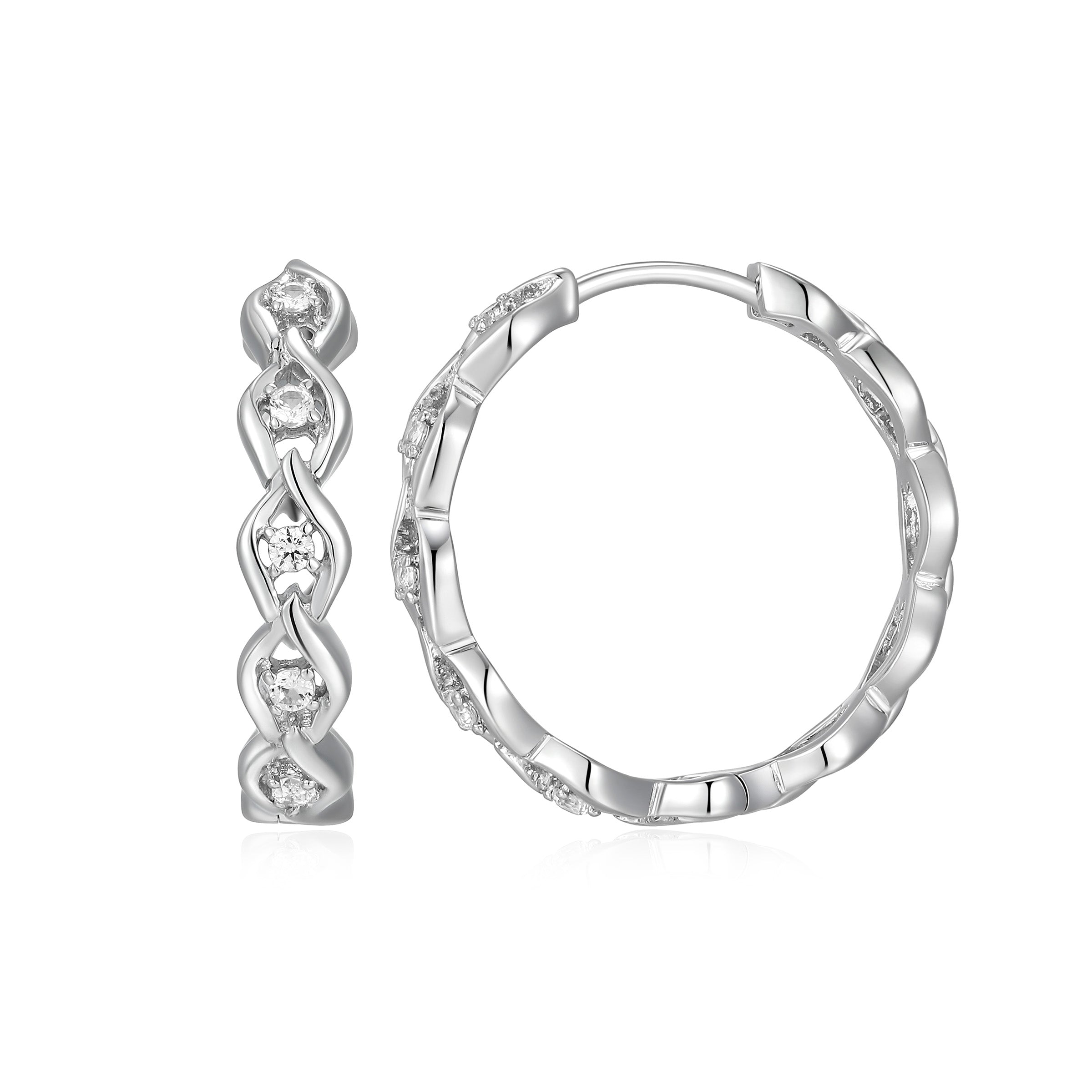 CE0189 - Intertwined Created White Sapphire Hoop Earrings