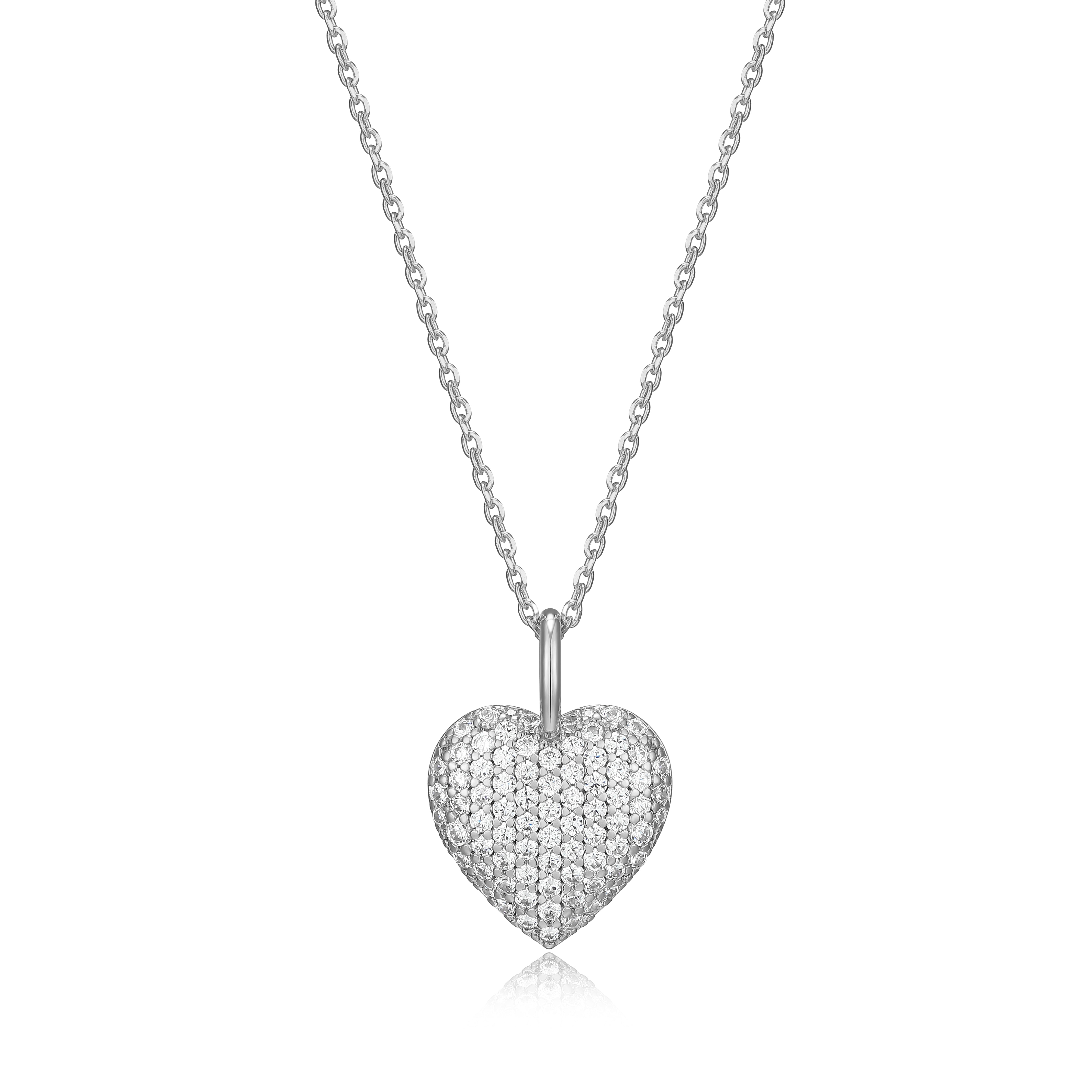 RN0198W - Pavé Heart Pendant Necklace