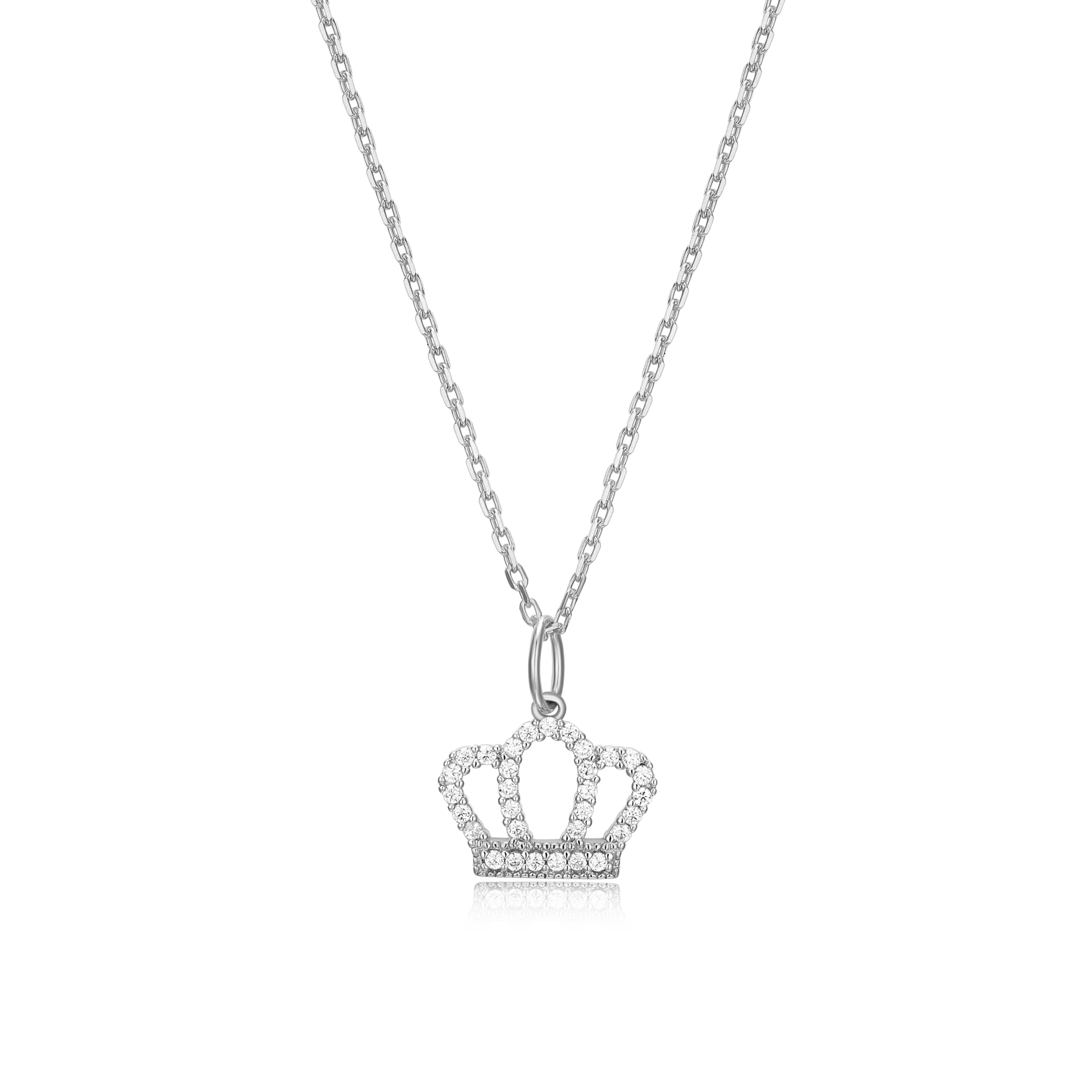 BN0024W - Royalty Statement Necklace in Rhodium-Plated Sterling Silver