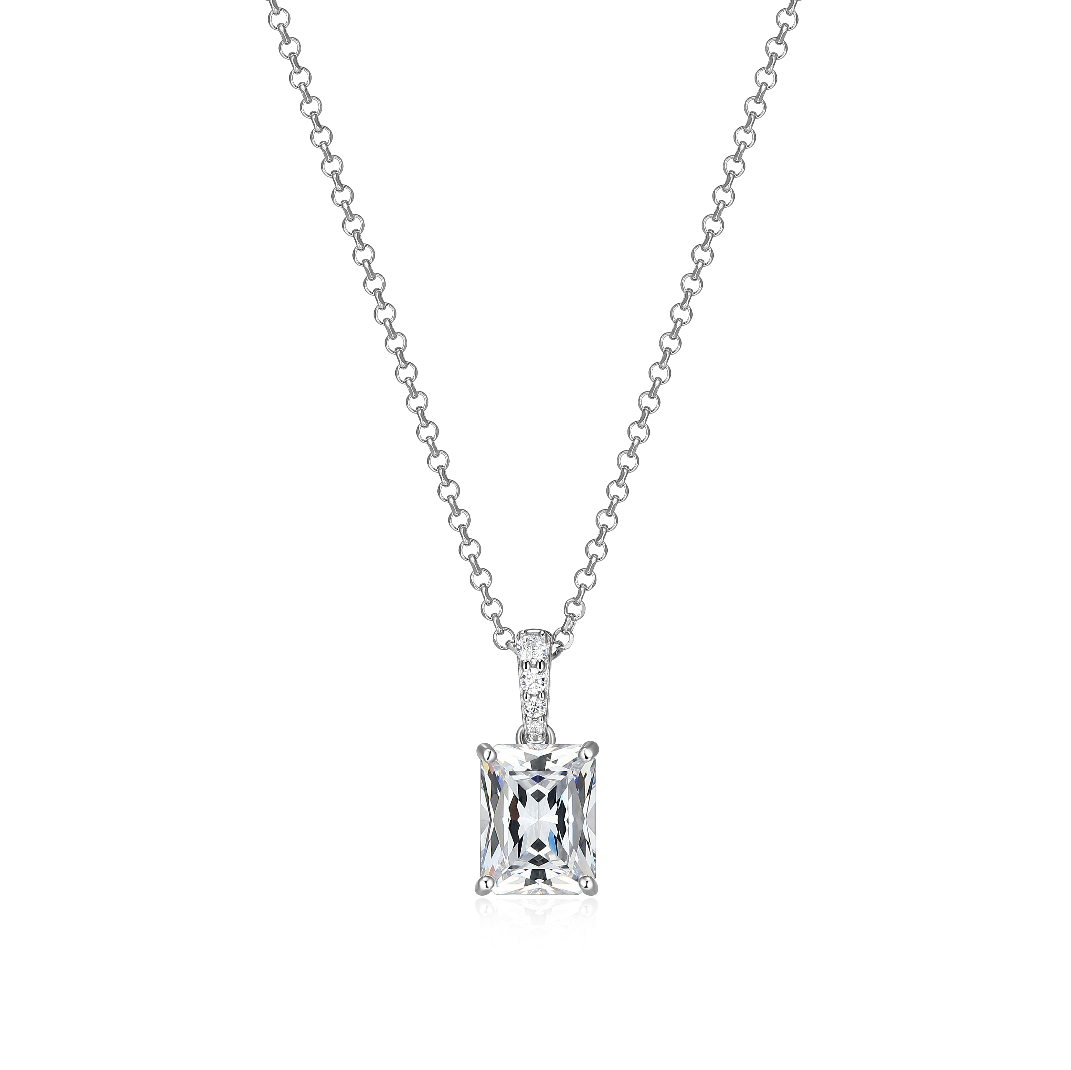 RN0215 - Emerald-Cut CZ Pendant Necklace