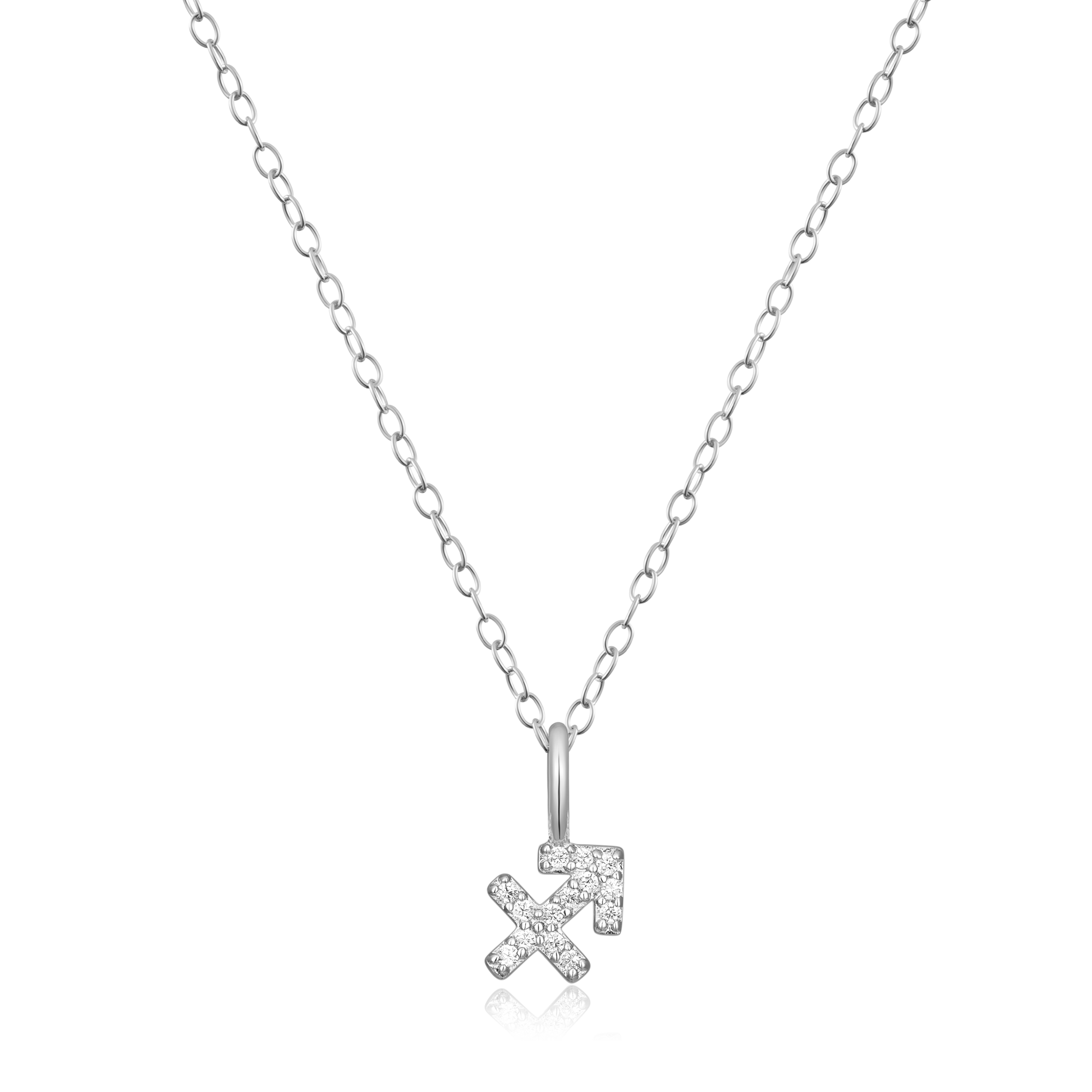 BN0116W - Sagittarius Constellation Pendant Necklace in Rhodium-Plated Sterling Silver