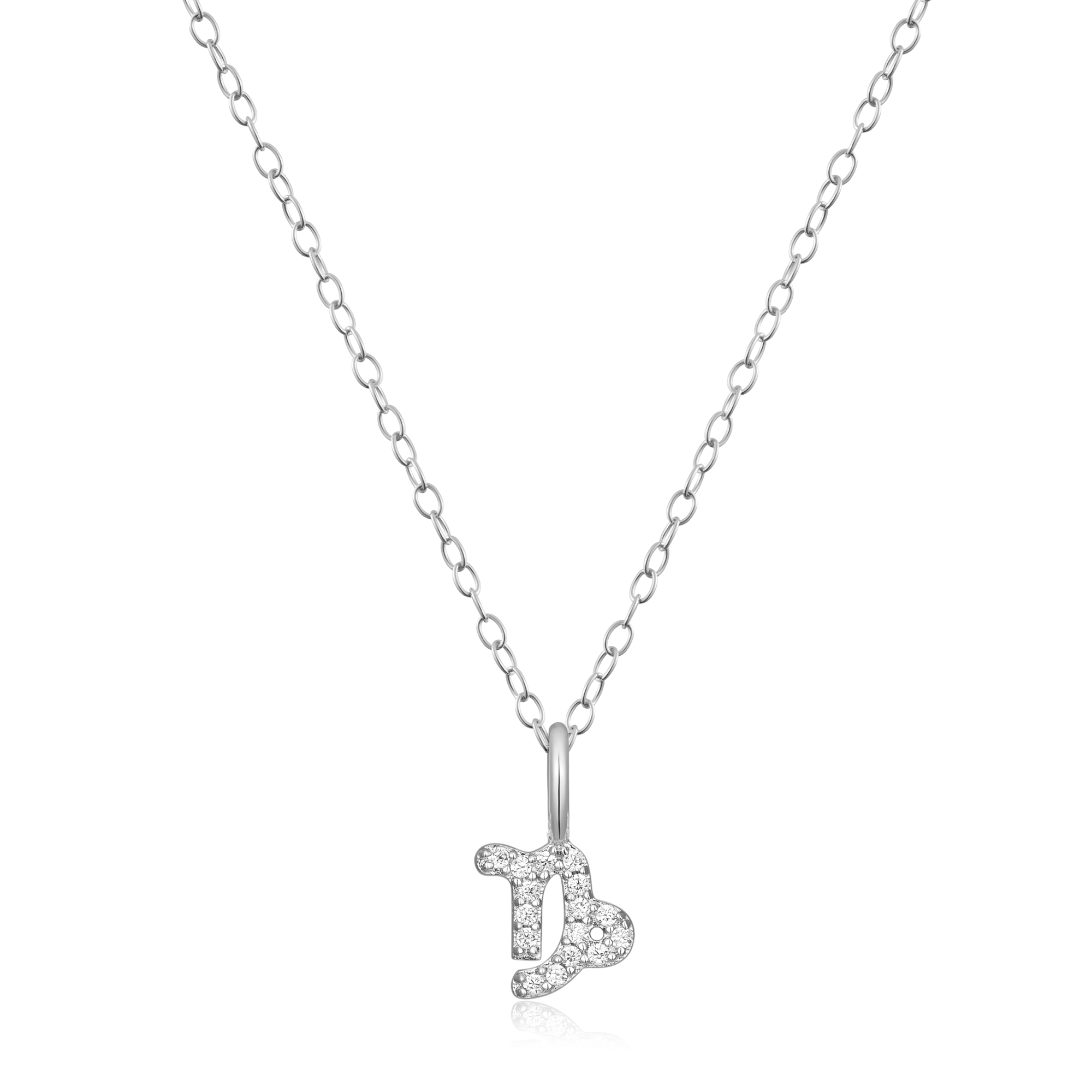 BN0117W - Capricorn Constellation Pendant Necklace in Rhodium-Plated Sterling Silver