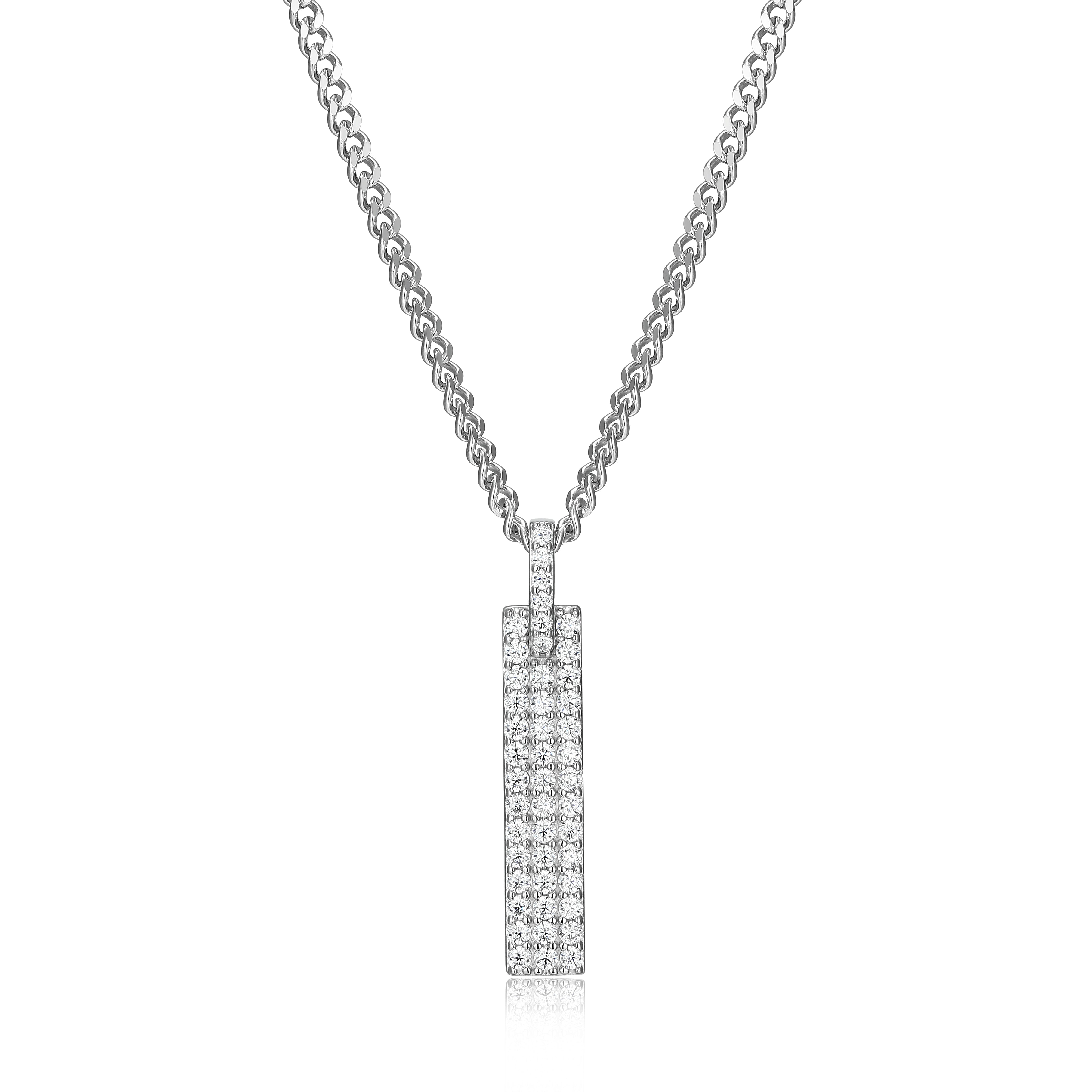 RN0213 - CZ Bar Pendant Necklace