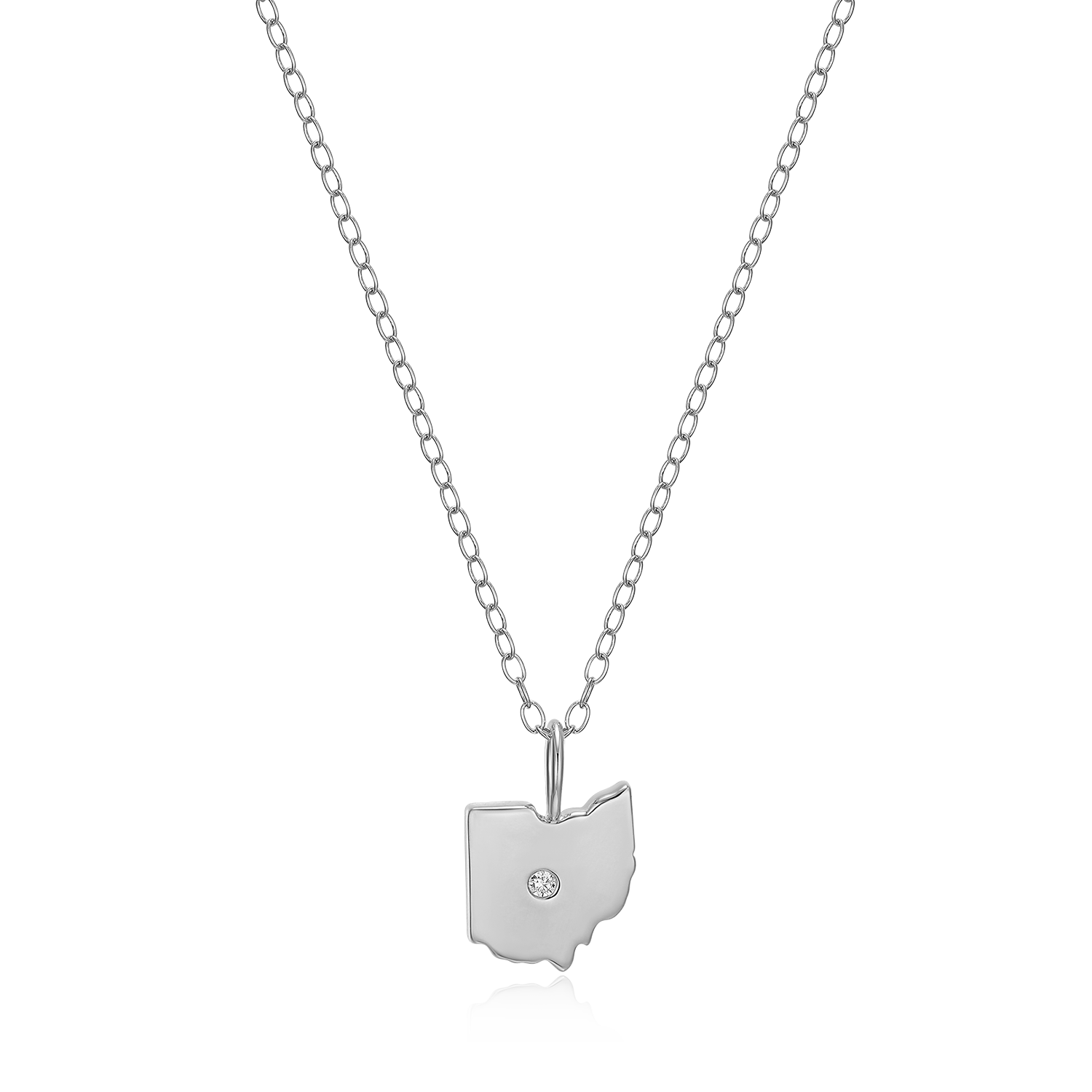 BN0204W - Ohio State Lab-Created Diamond Pendant Necklace in Rhodium-Plated Sterling Silver