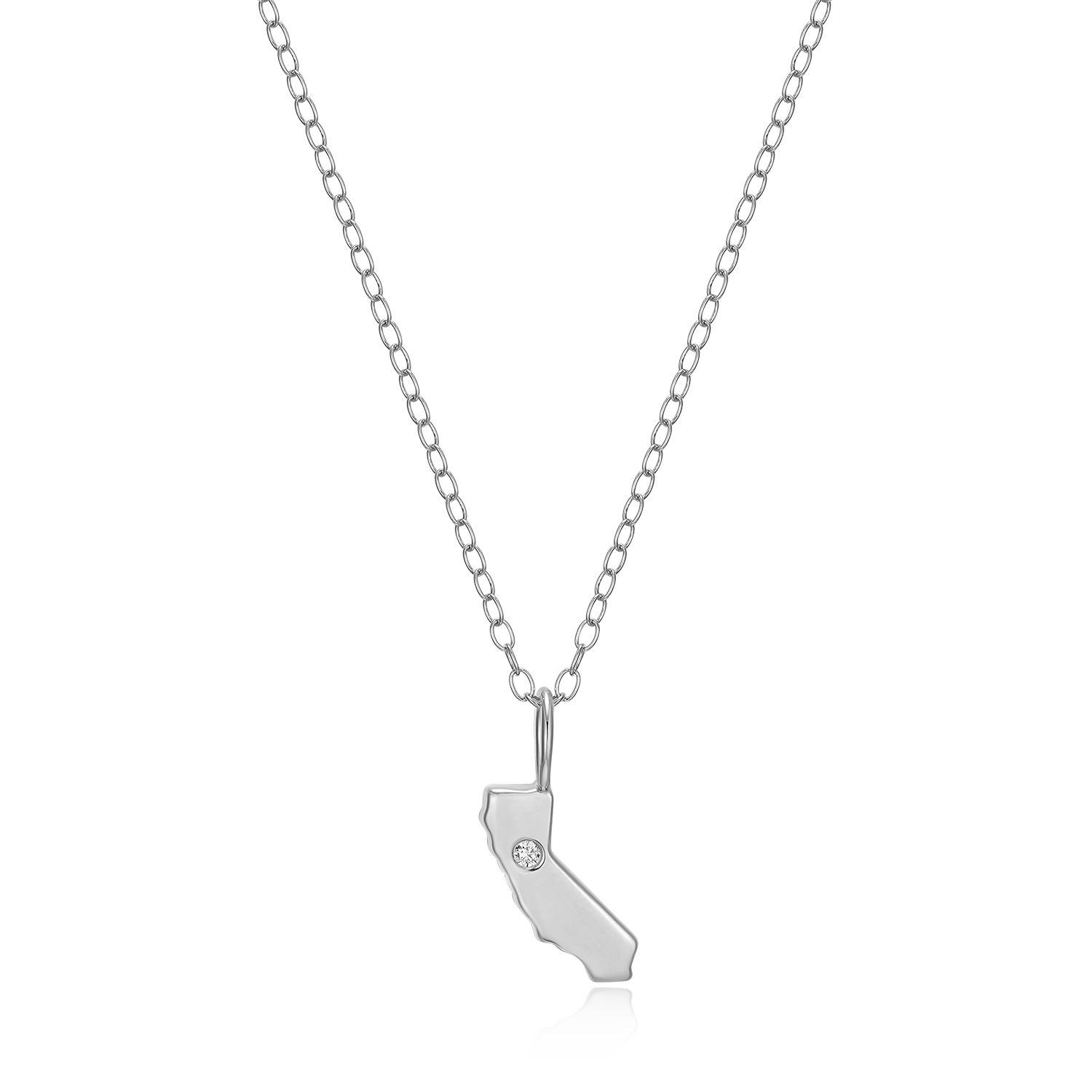 BN0205W - California State Lab-Created Diamond Pendant Necklace in Rhodium-Plated Sterling Silver