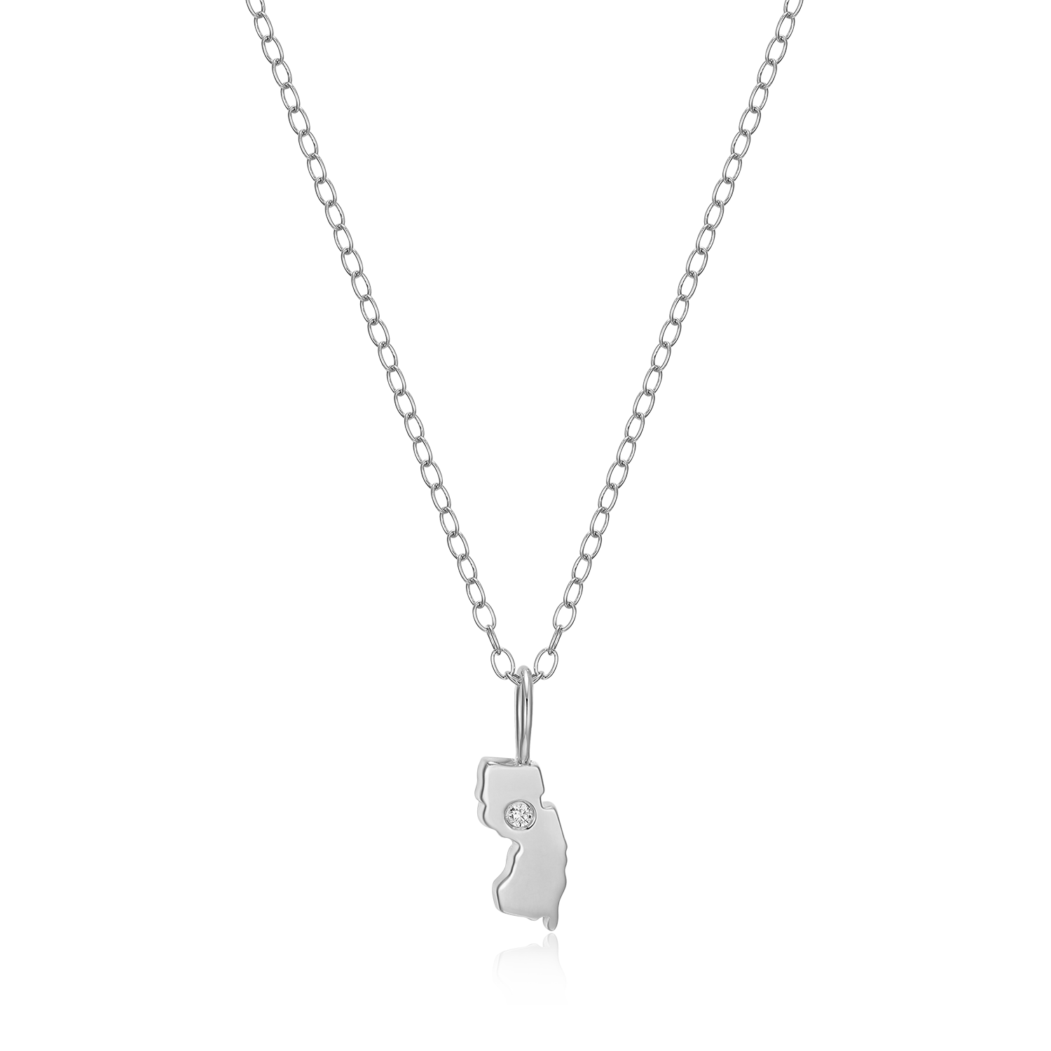 BN0206W - New Jersey State Lab-Created Diamond Pendant Necklace in Rhodium-Plated Sterling Silver